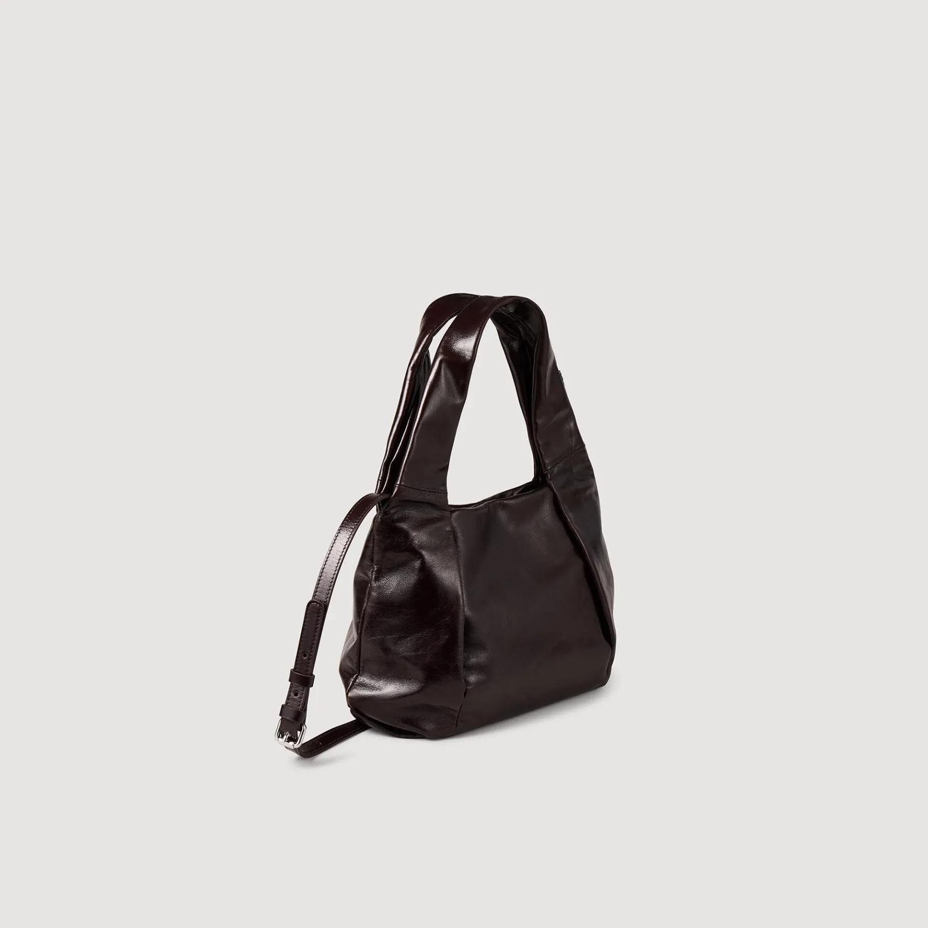 Sale SANDRO Petit Sac En Cuir Brillant Bordeaux