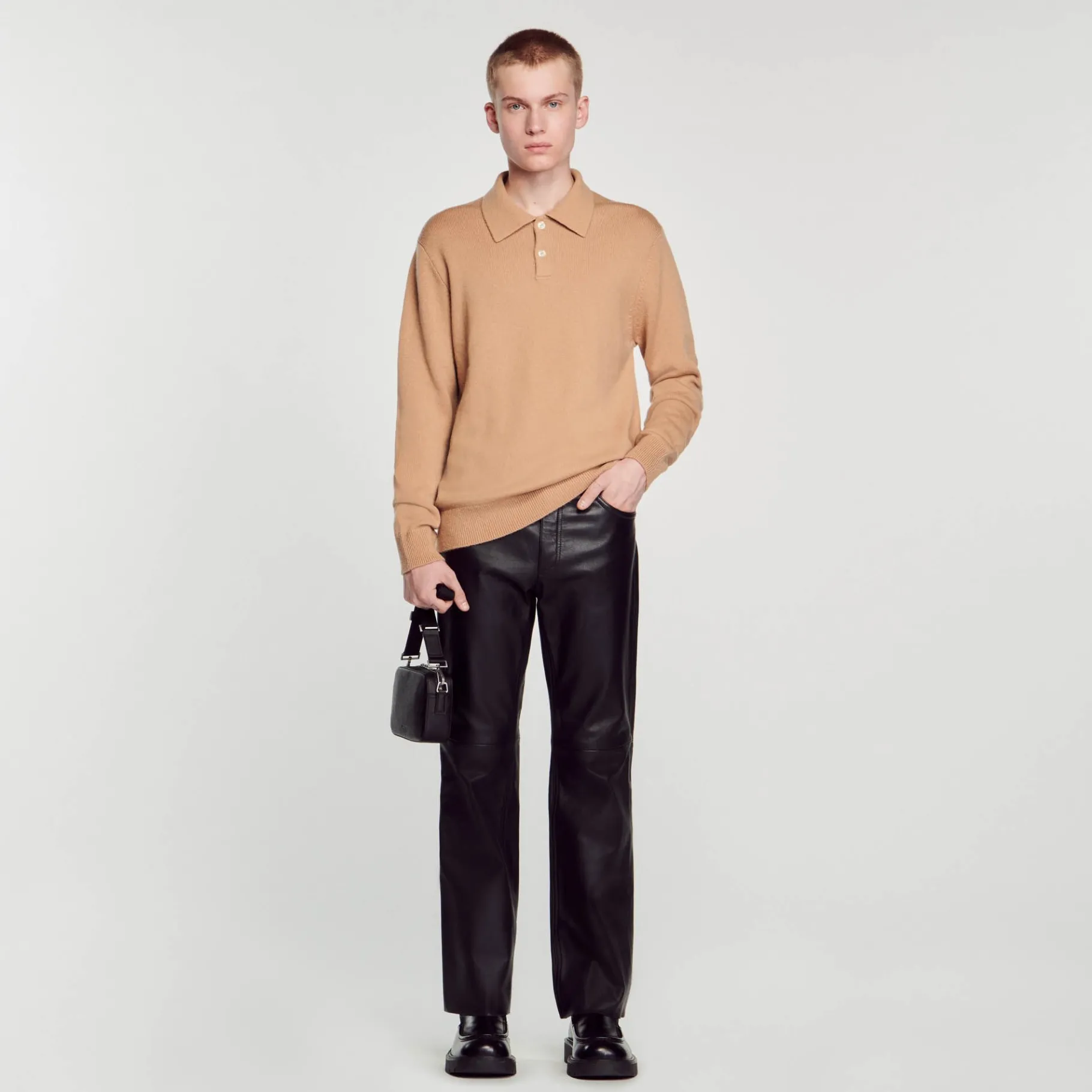Cheap SANDRO Petit Sac En Cuir Reconstitué Noir