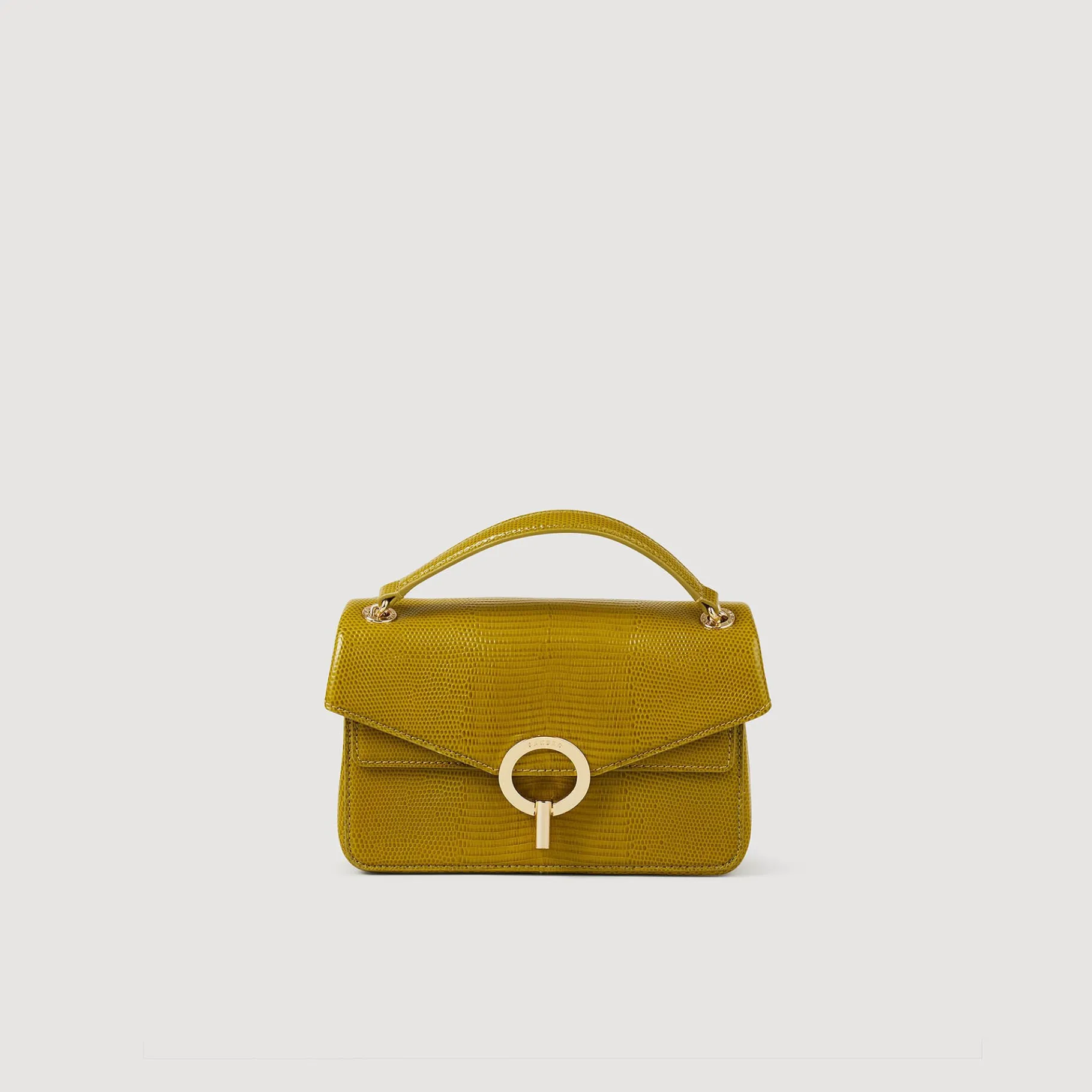 Cheap SANDRO Petit Sac Yza En Cuir Effet Lézard Vert Olive
