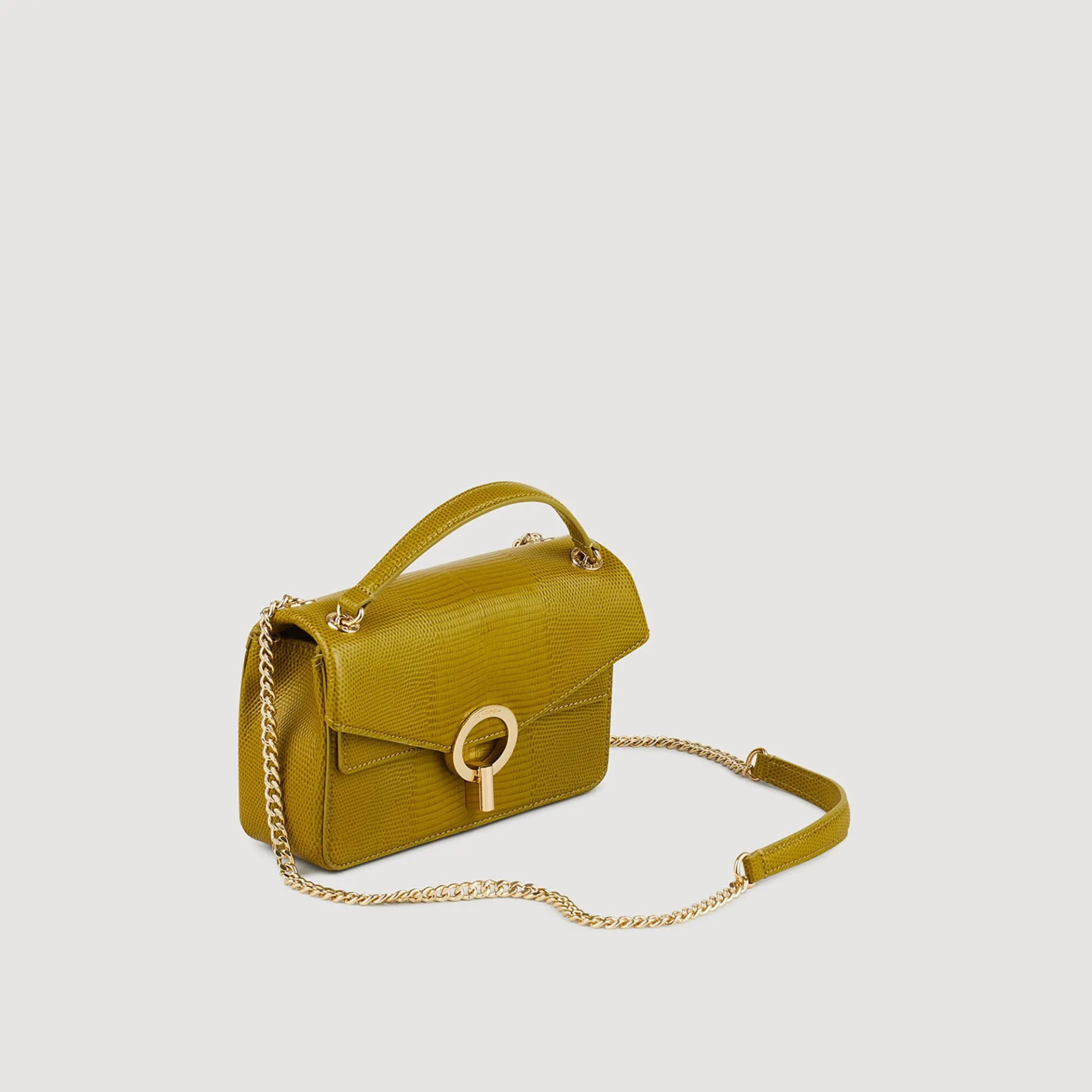 Cheap SANDRO Petit Sac Yza En Cuir Effet Lézard Vert Olive