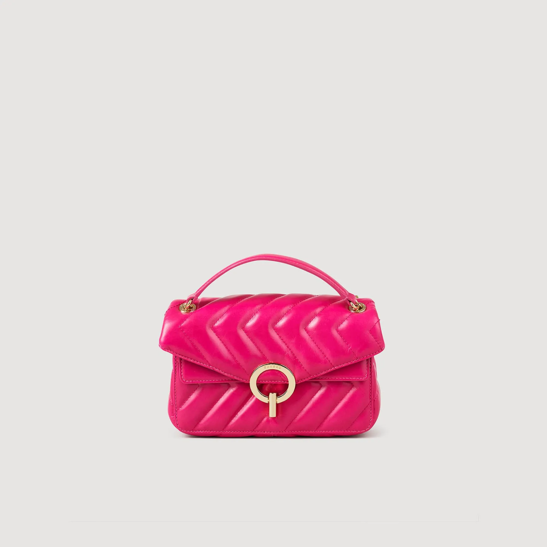 Best SANDRO Petit Sac Yza En Cuir Lisse Fushia
