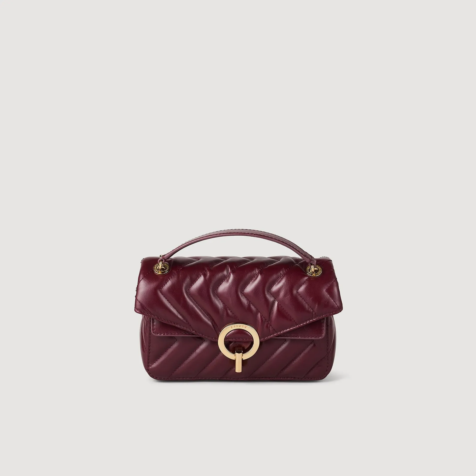 Fashion SANDRO Petit Sac Yza En Cuir Lisse Bordeaux
