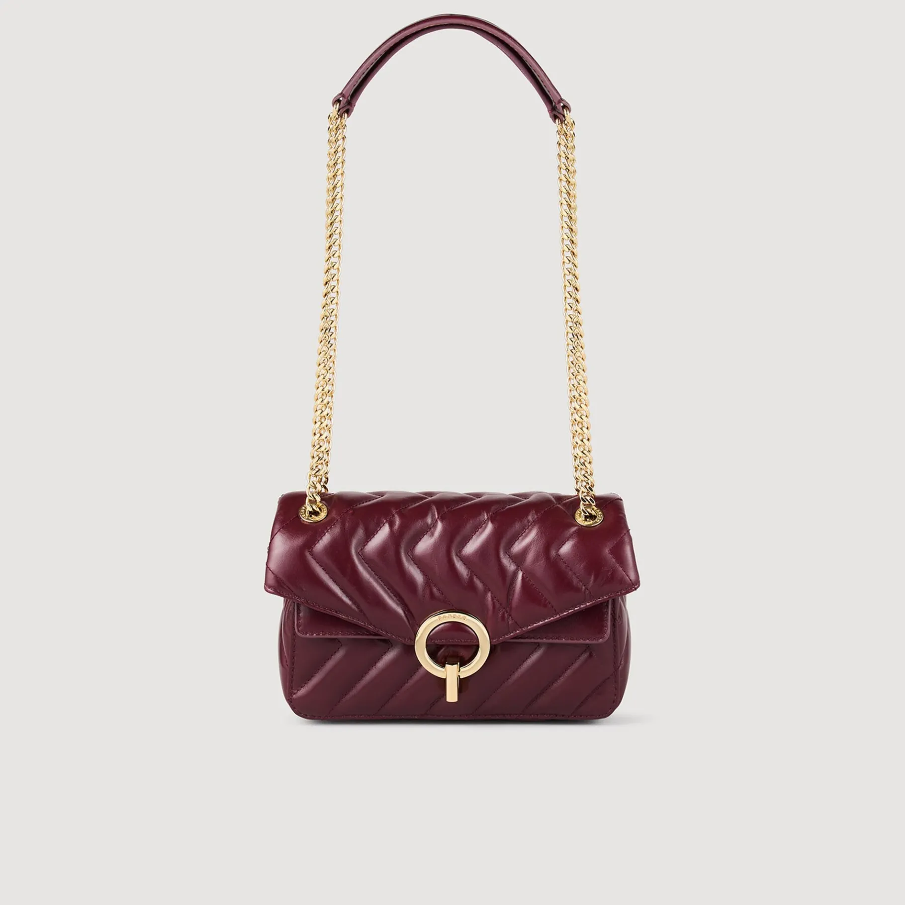 Fashion SANDRO Petit Sac Yza En Cuir Lisse Bordeaux