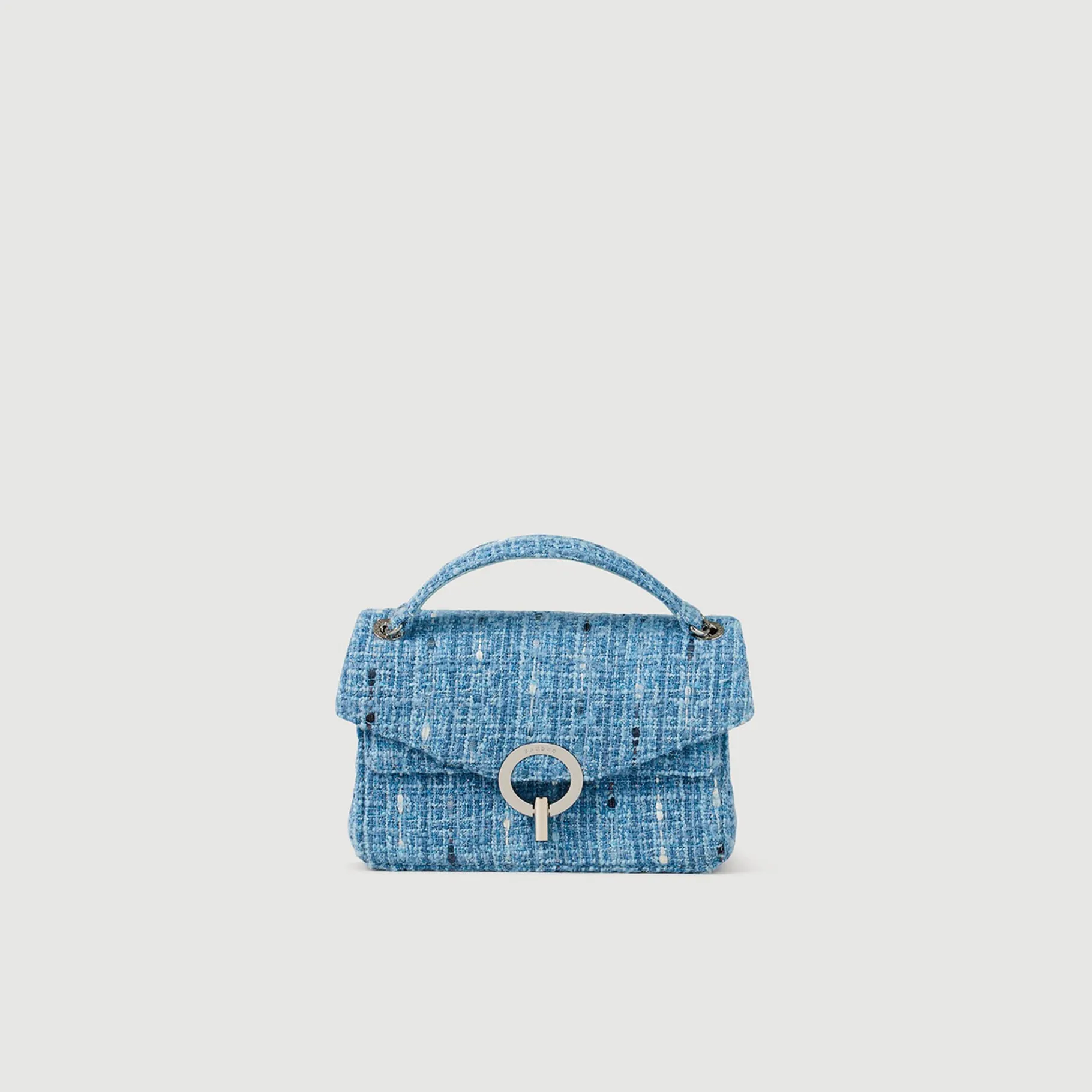 Fashion SANDRO Petit Sac Yza En Tweed Bleu