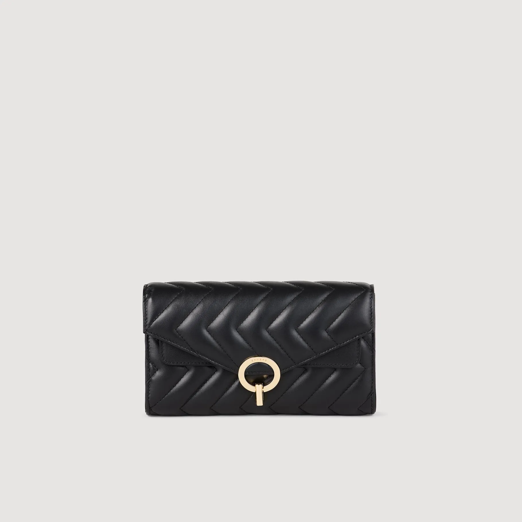 Sale SANDRO Pochette Crossbody En Cuir Noir