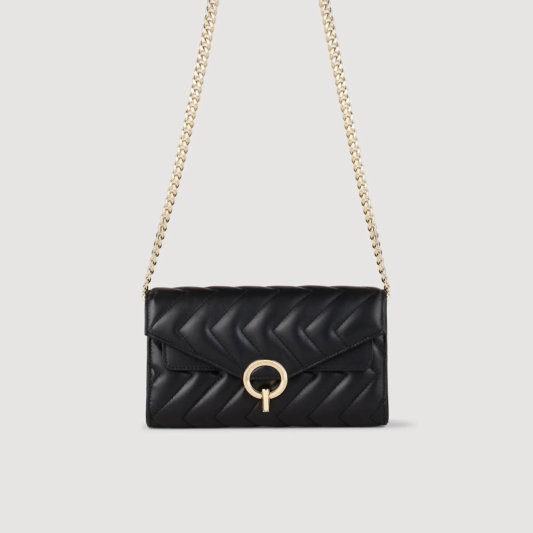 Sale SANDRO Pochette Crossbody En Cuir Noir