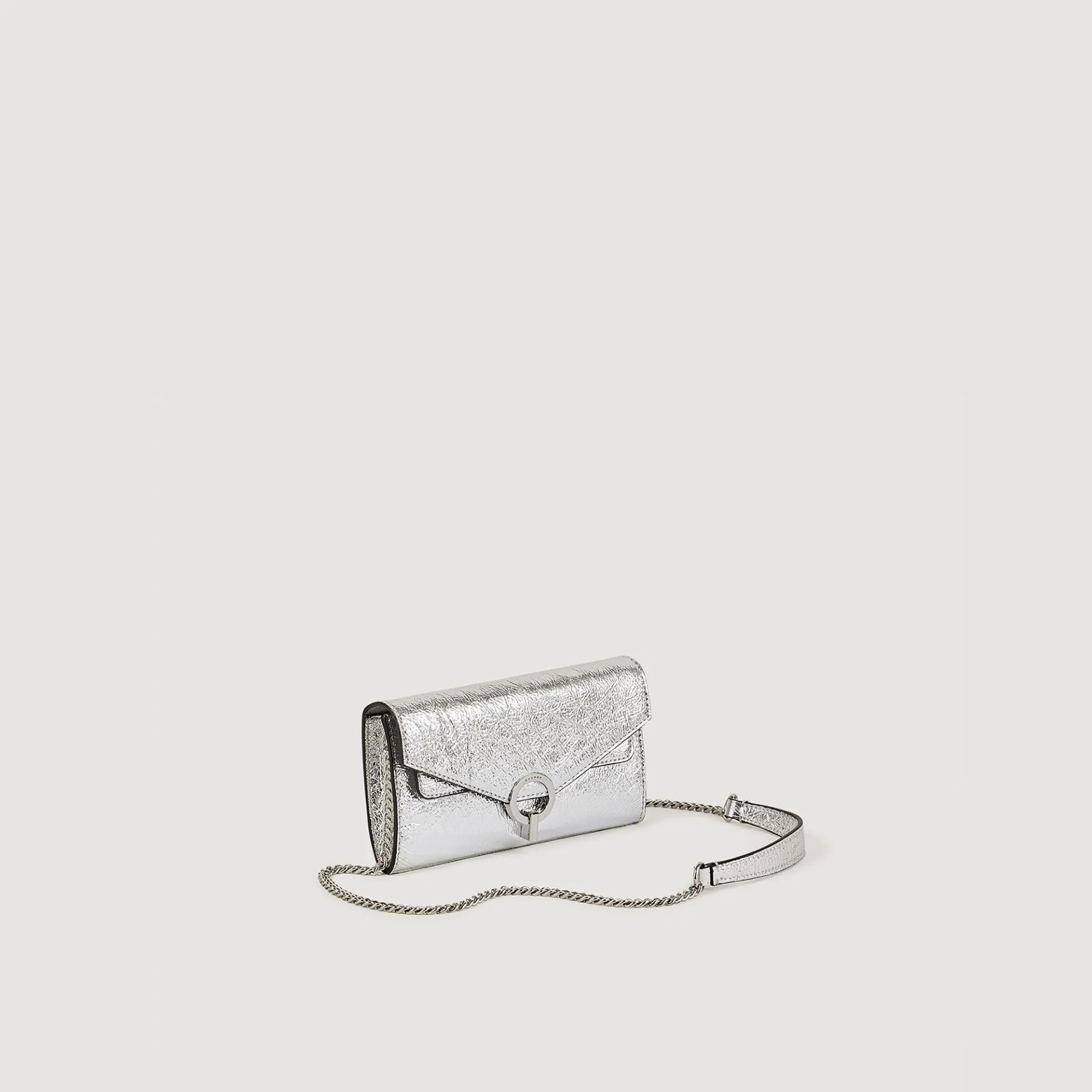Store SANDRO Pochette Yza En Cuir Argent