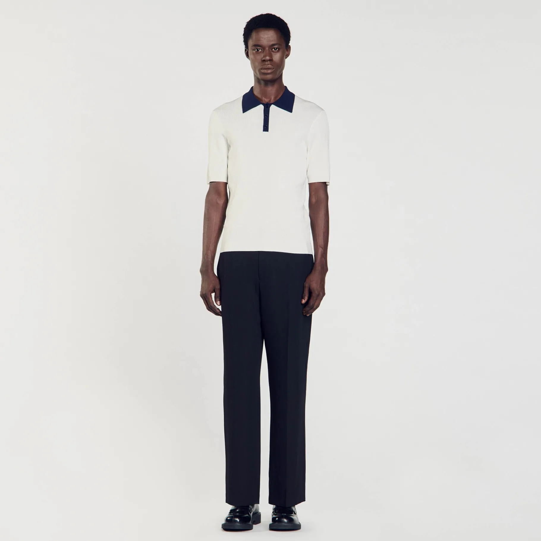 Cheap SANDRO Polo Bicolore Ecru