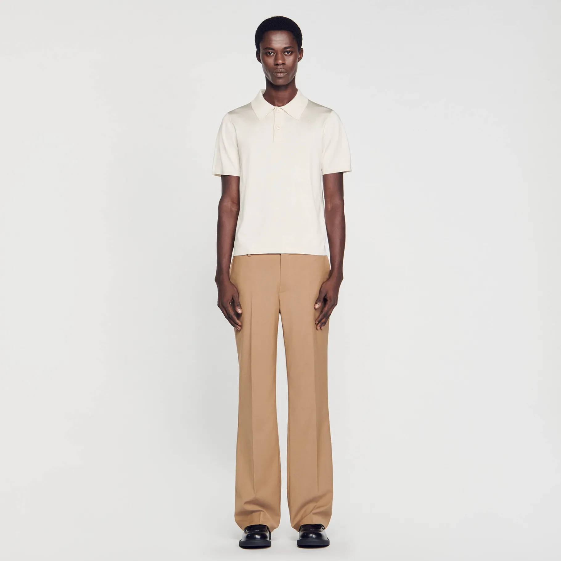 Cheap SANDRO Polo En Maille à Manches Courtes Creme