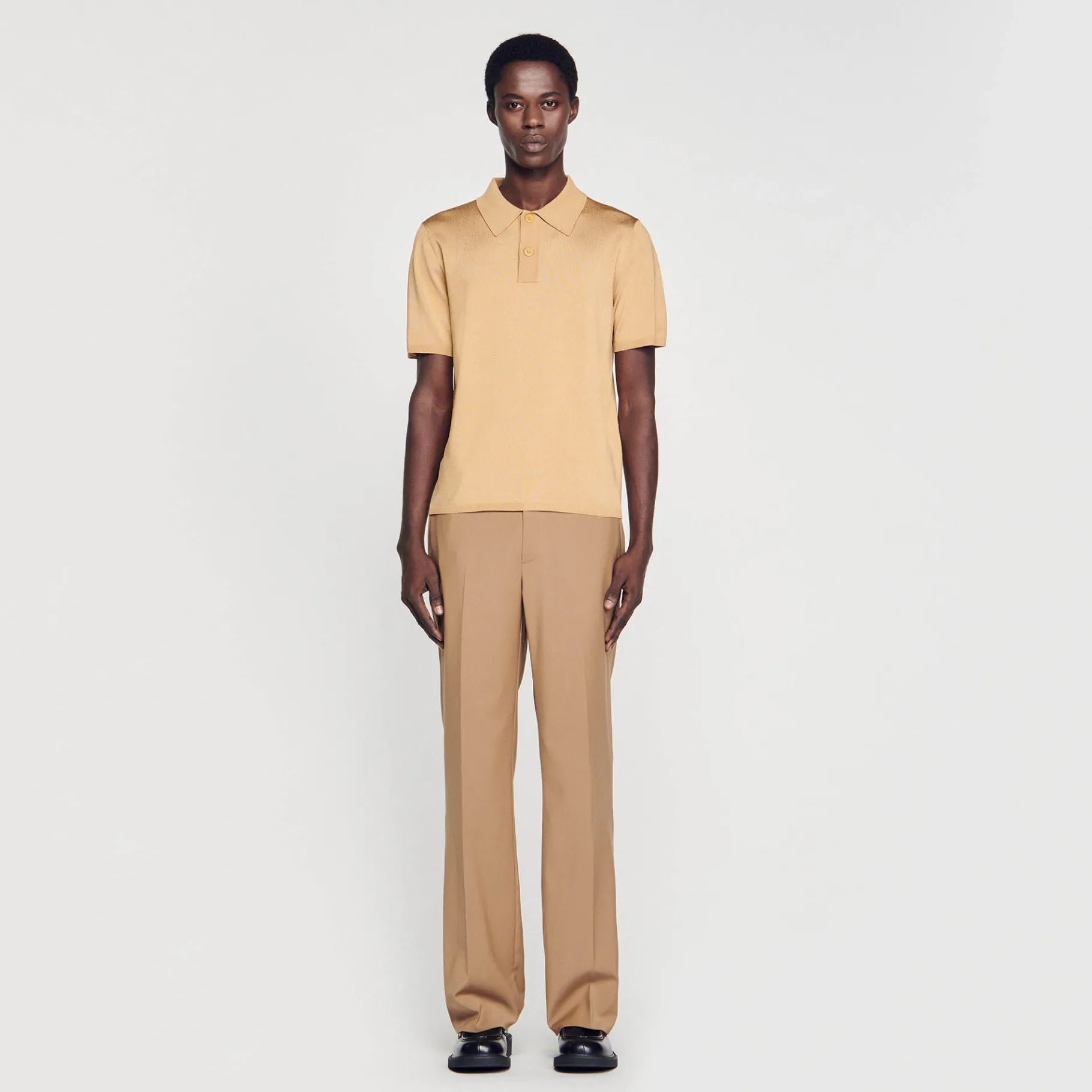Flash Sale SANDRO Polo En Maille à Manches Courtes Champagne