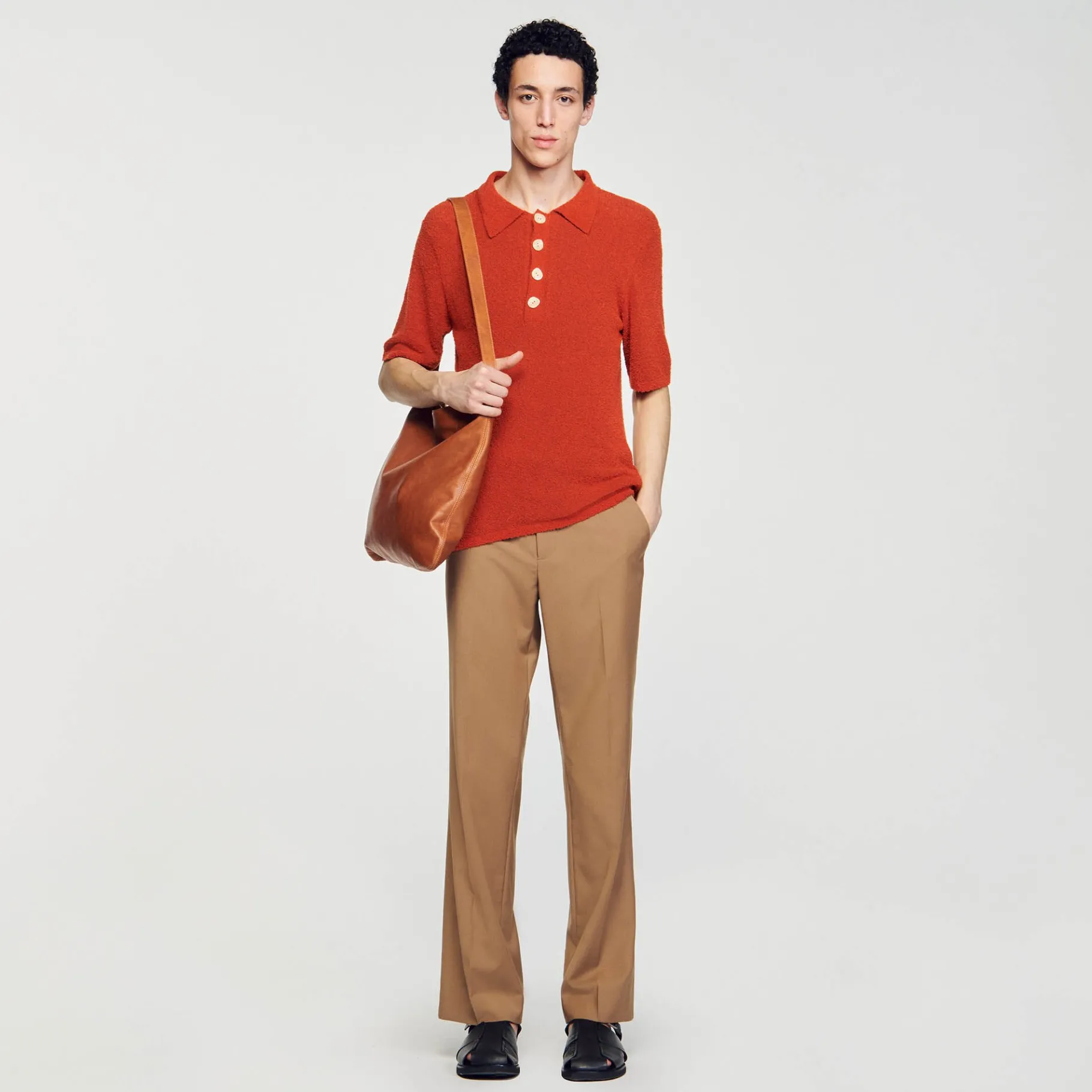 Hot SANDRO Polo En Maille Effet Bouclettes Orange