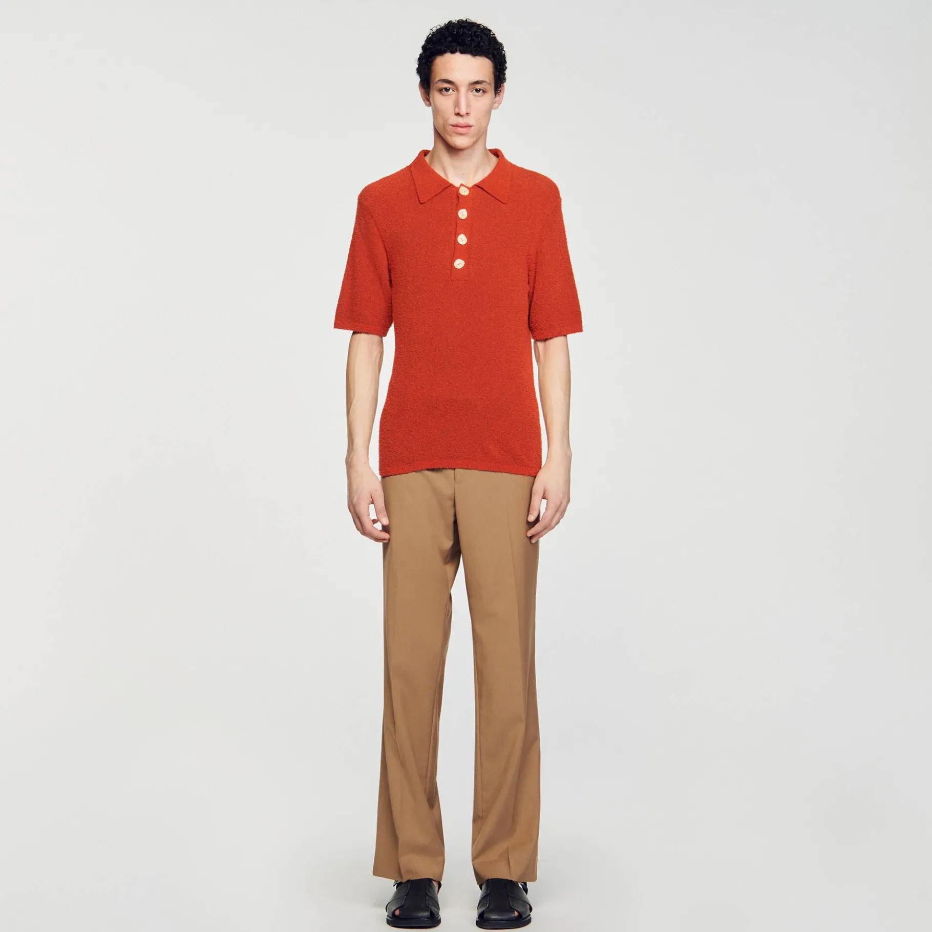 Hot SANDRO Polo En Maille Effet Bouclettes Orange