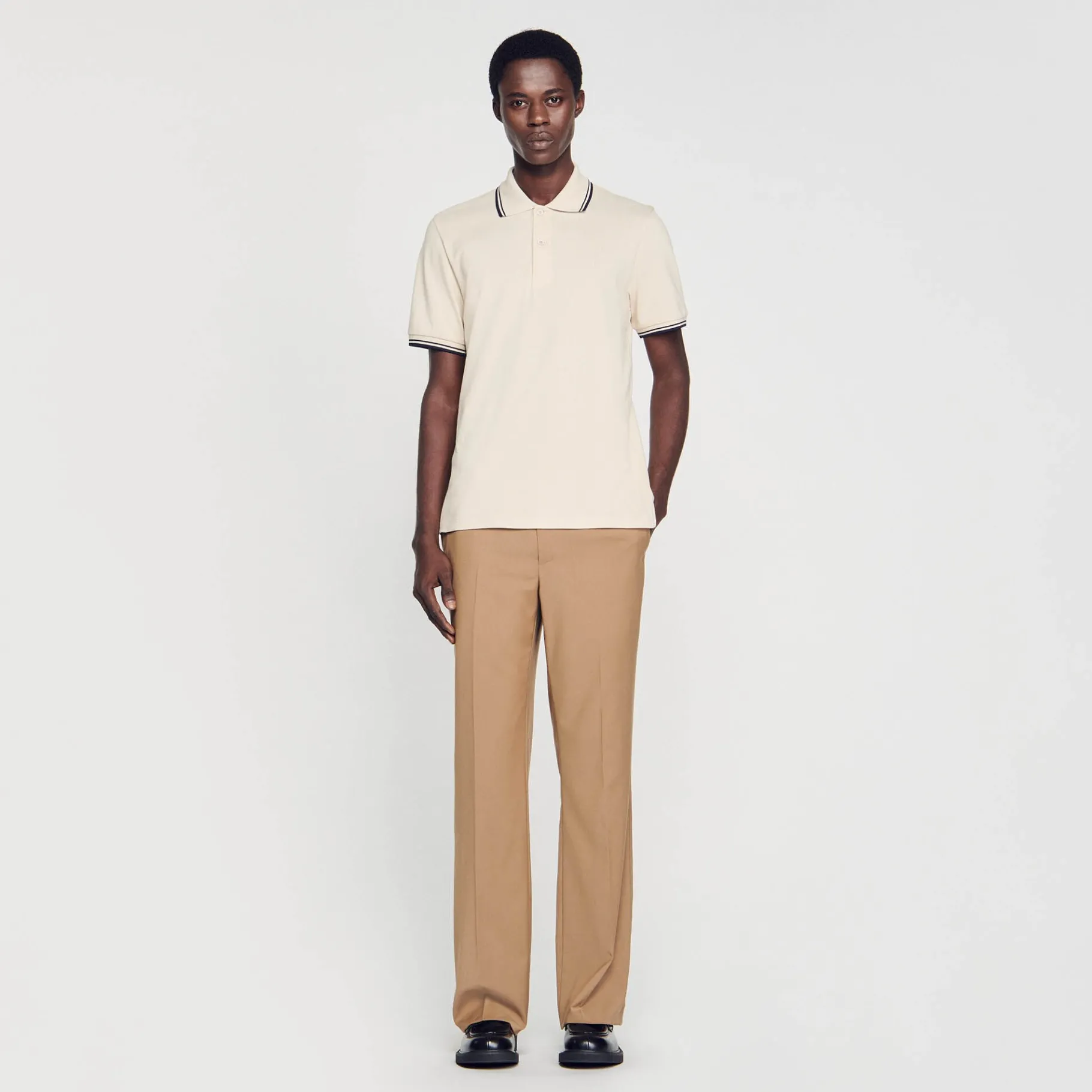 Best Sale SANDRO Polo En Piqué De Coton Greige