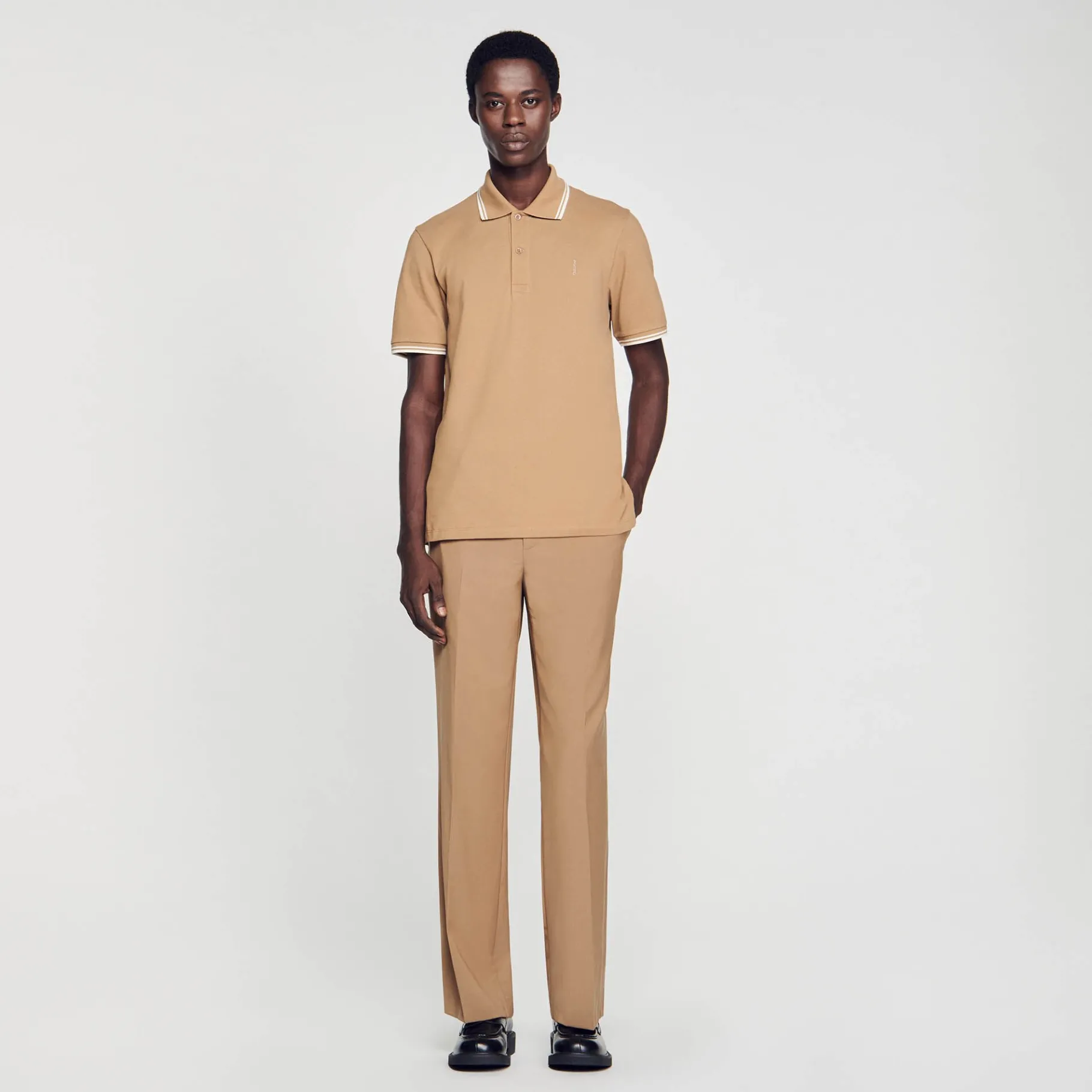 Fashion SANDRO Polo En Piqué De Coton Marron