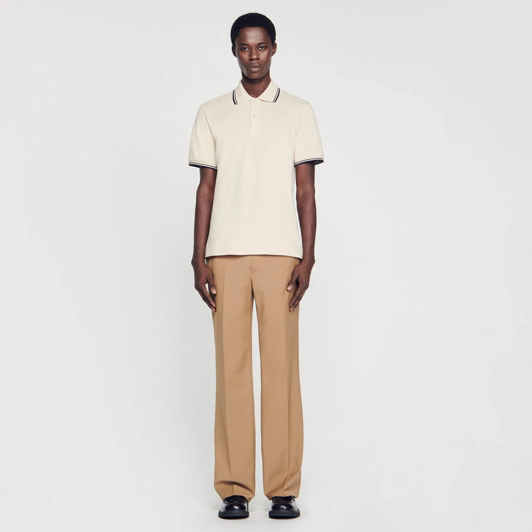 Best Sale SANDRO Polo En Piqué De Coton Greige