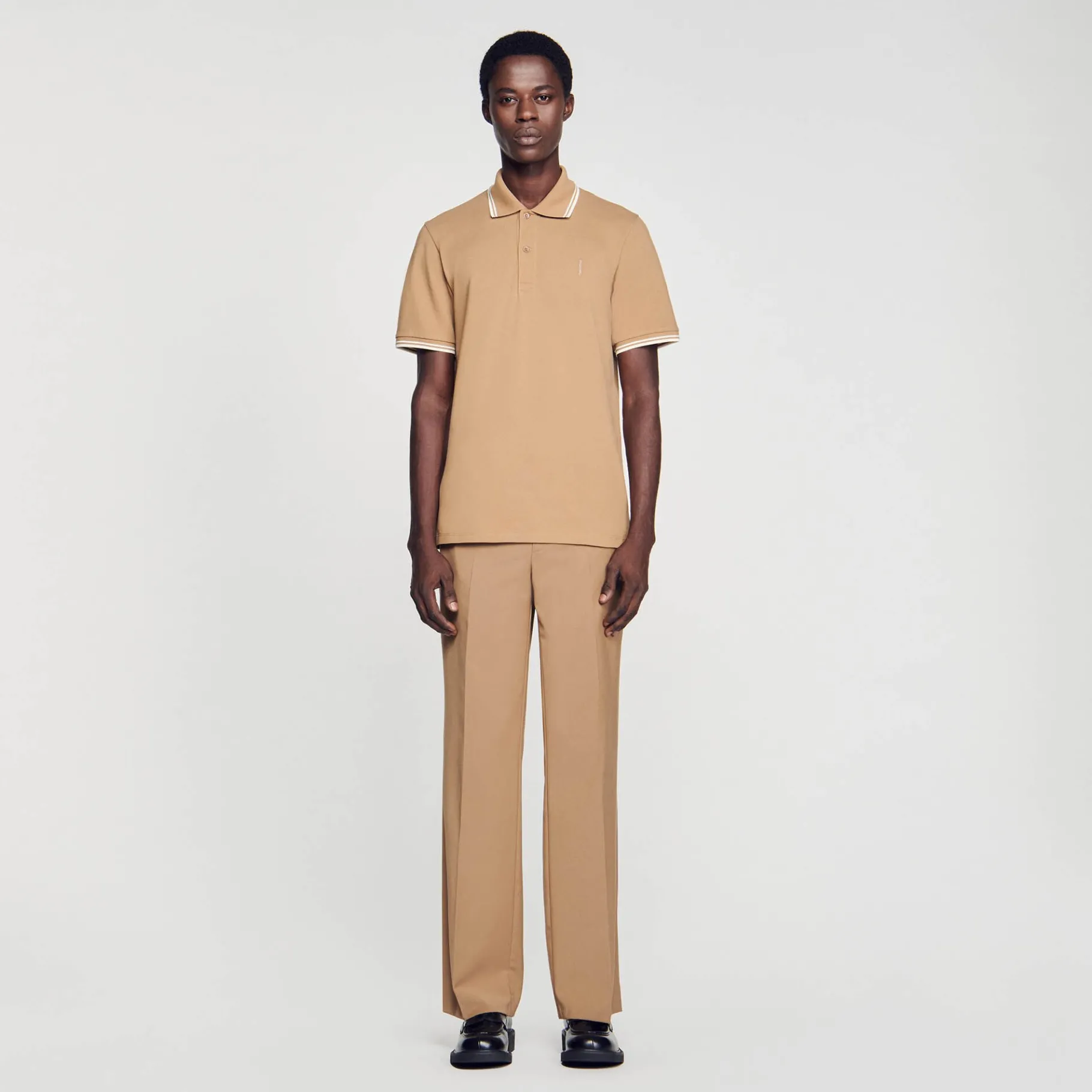 Fashion SANDRO Polo En Piqué De Coton Marron