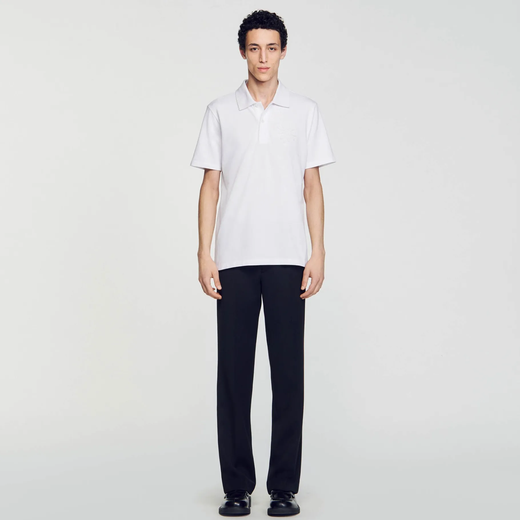 Online SANDRO Polo Fleur En Coton blanc