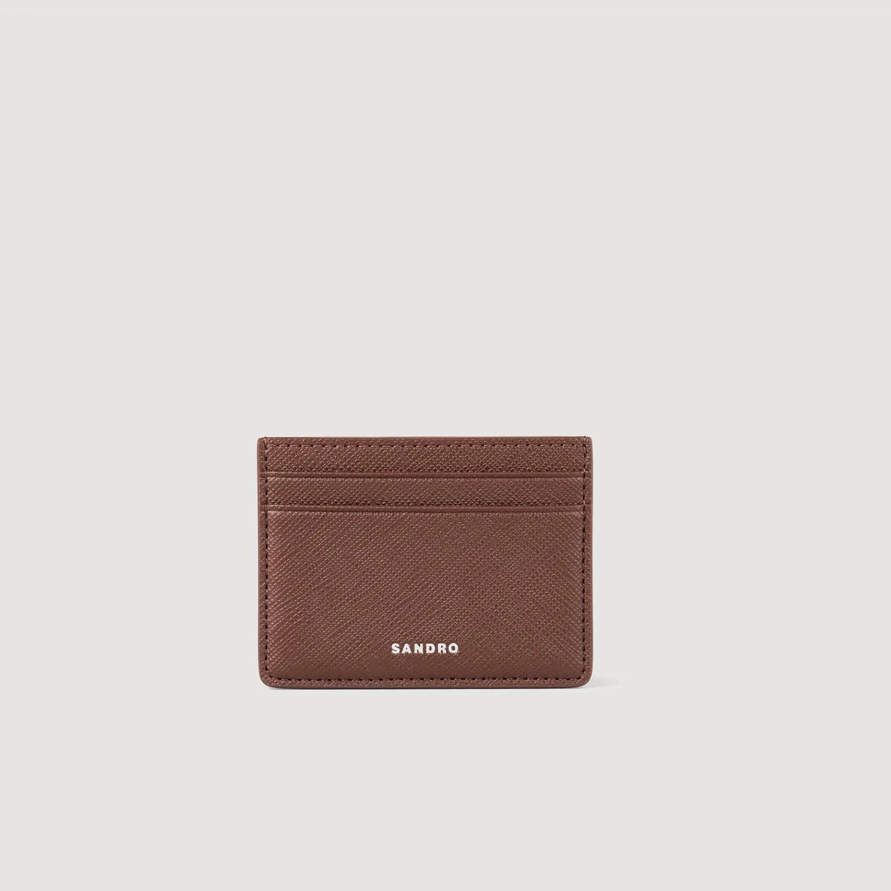 Discount SANDRO Porte-cartes En Cuir Reconstitué Marron Foncé