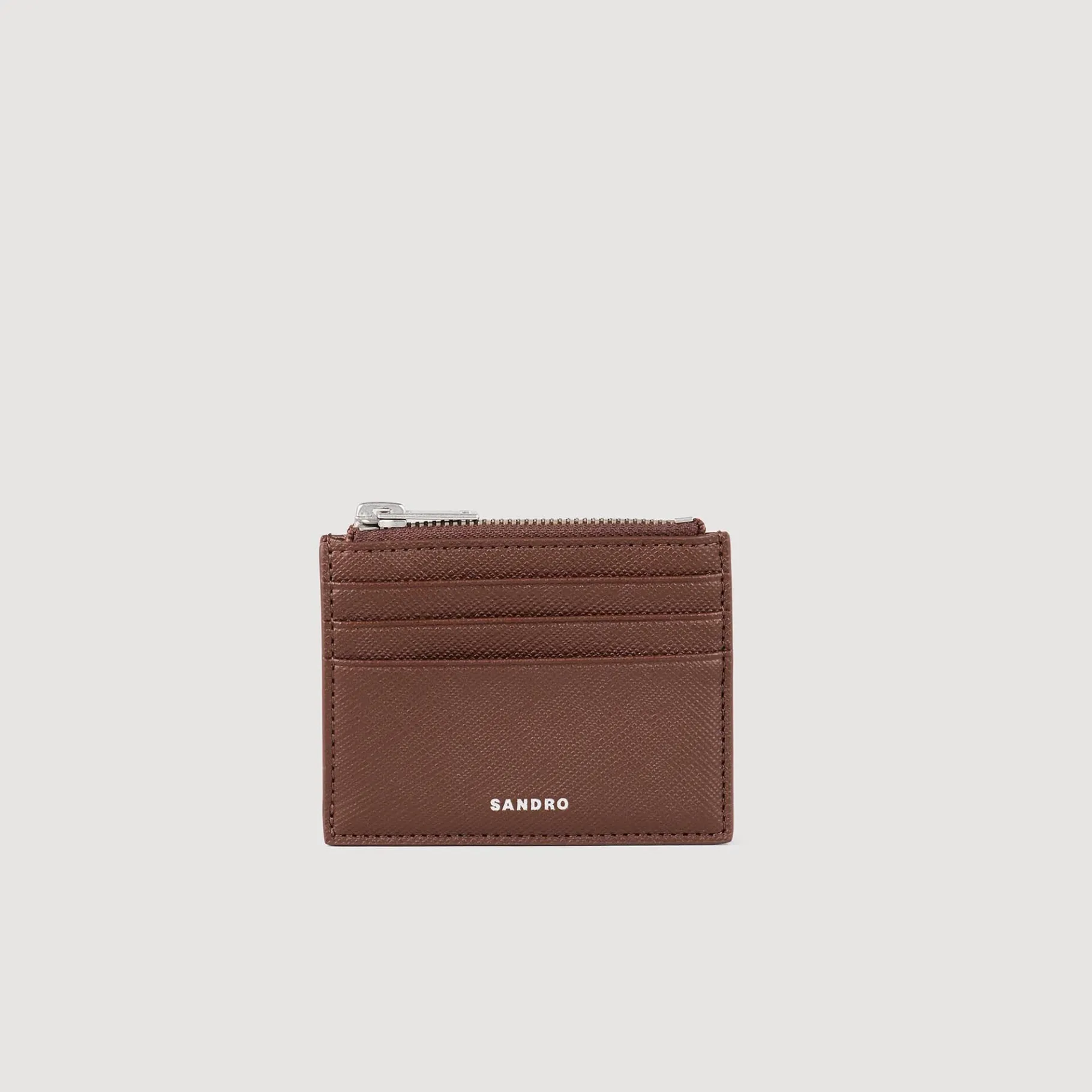 Best SANDRO Porte-cartes En Cuir Reconstitué Marron Foncé
