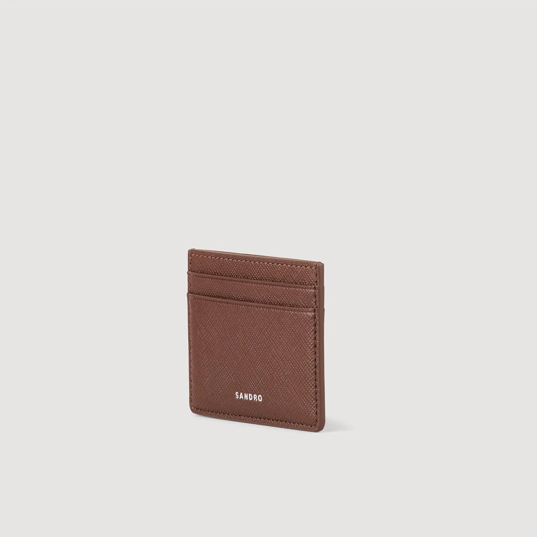 Discount SANDRO Porte-cartes En Cuir Reconstitué Marron Foncé