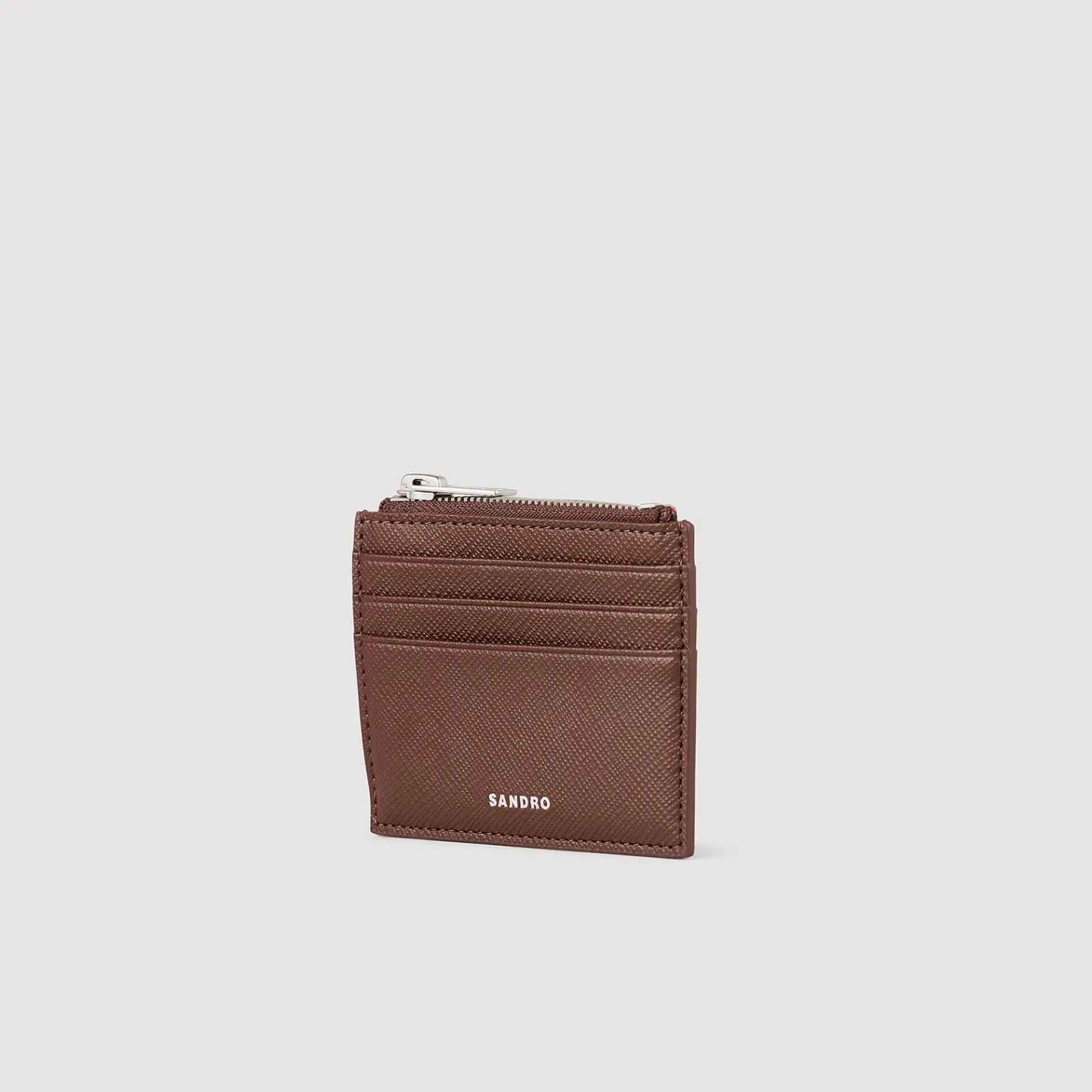 Best SANDRO Porte-cartes En Cuir Reconstitué Marron Foncé