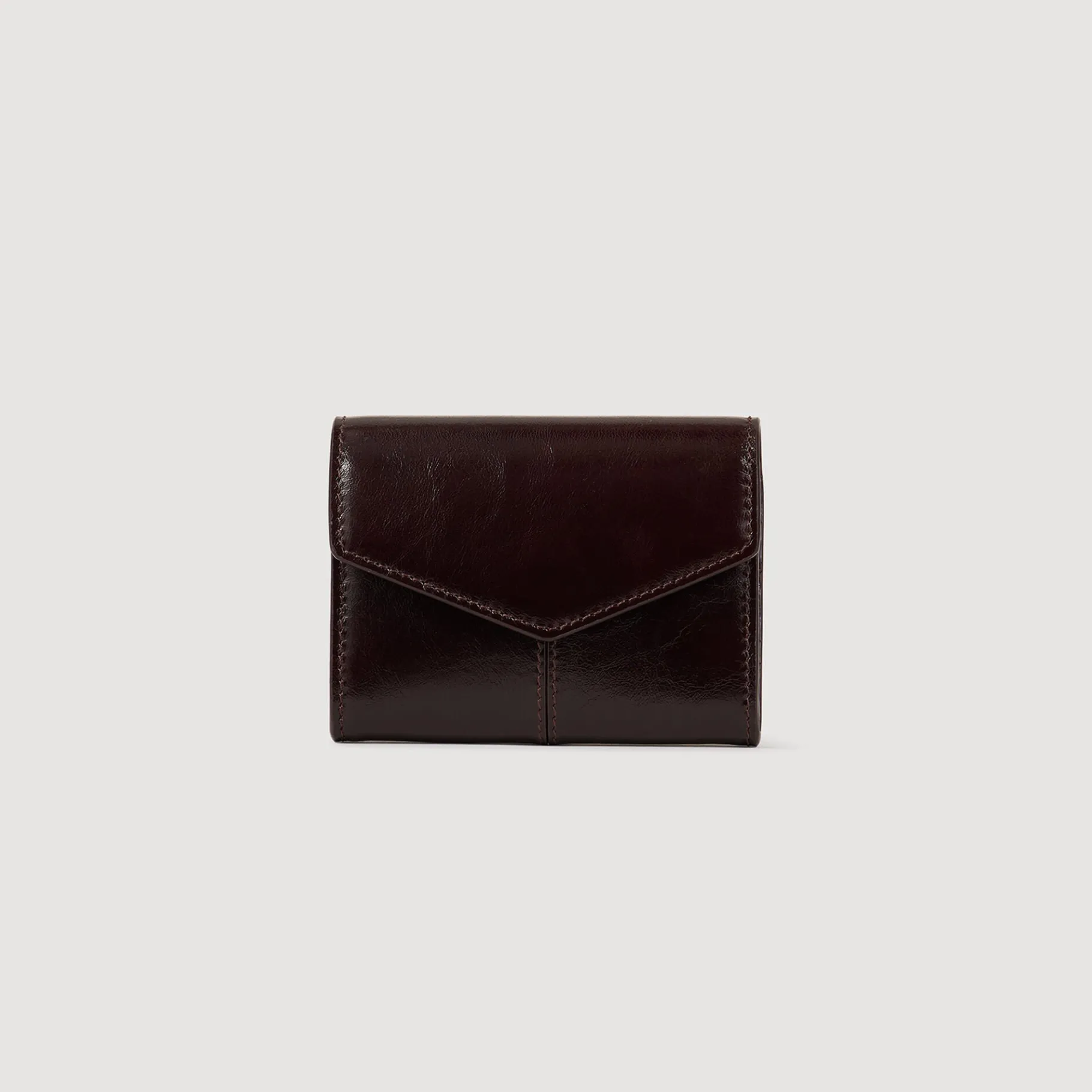 Outlet SANDRO Porte-monnaie En Cuir Glacé Bordeaux