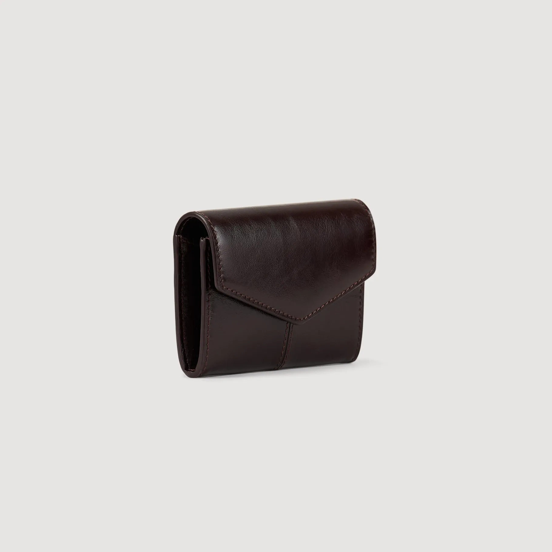 Outlet SANDRO Porte-monnaie En Cuir Glacé Bordeaux