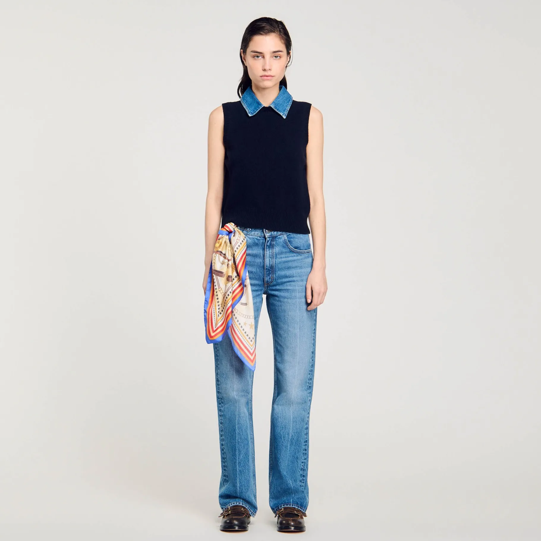Best Sale SANDRO Pull à Col Amovible Marine