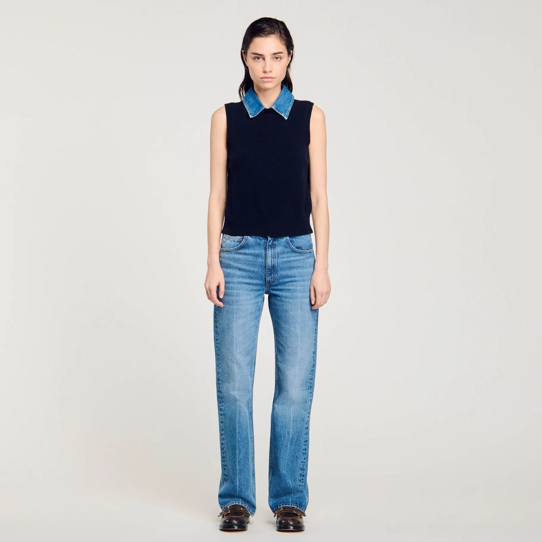 Best Sale SANDRO Pull à Col Amovible Marine
