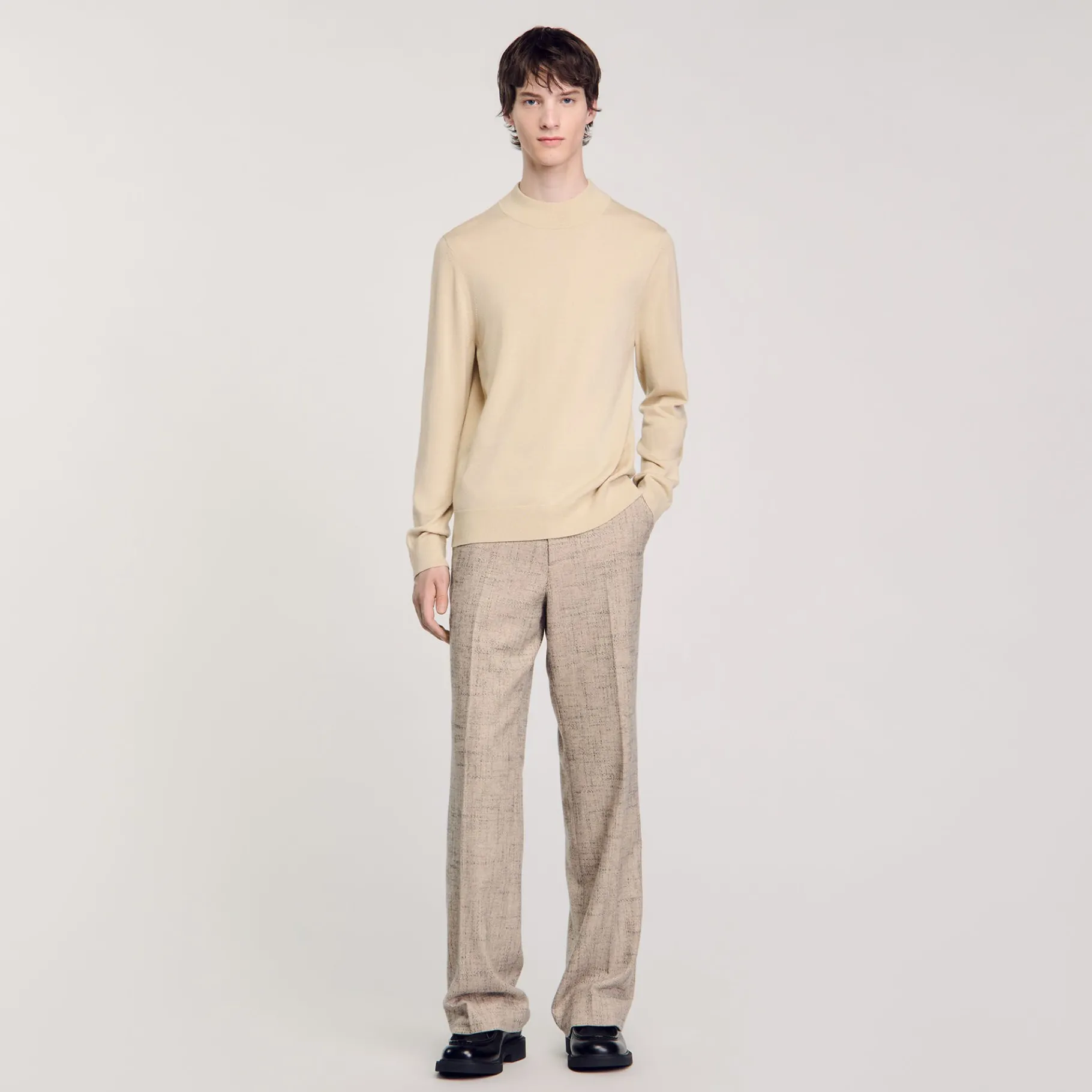Outlet SANDRO Pull à Col Cheminée Creme