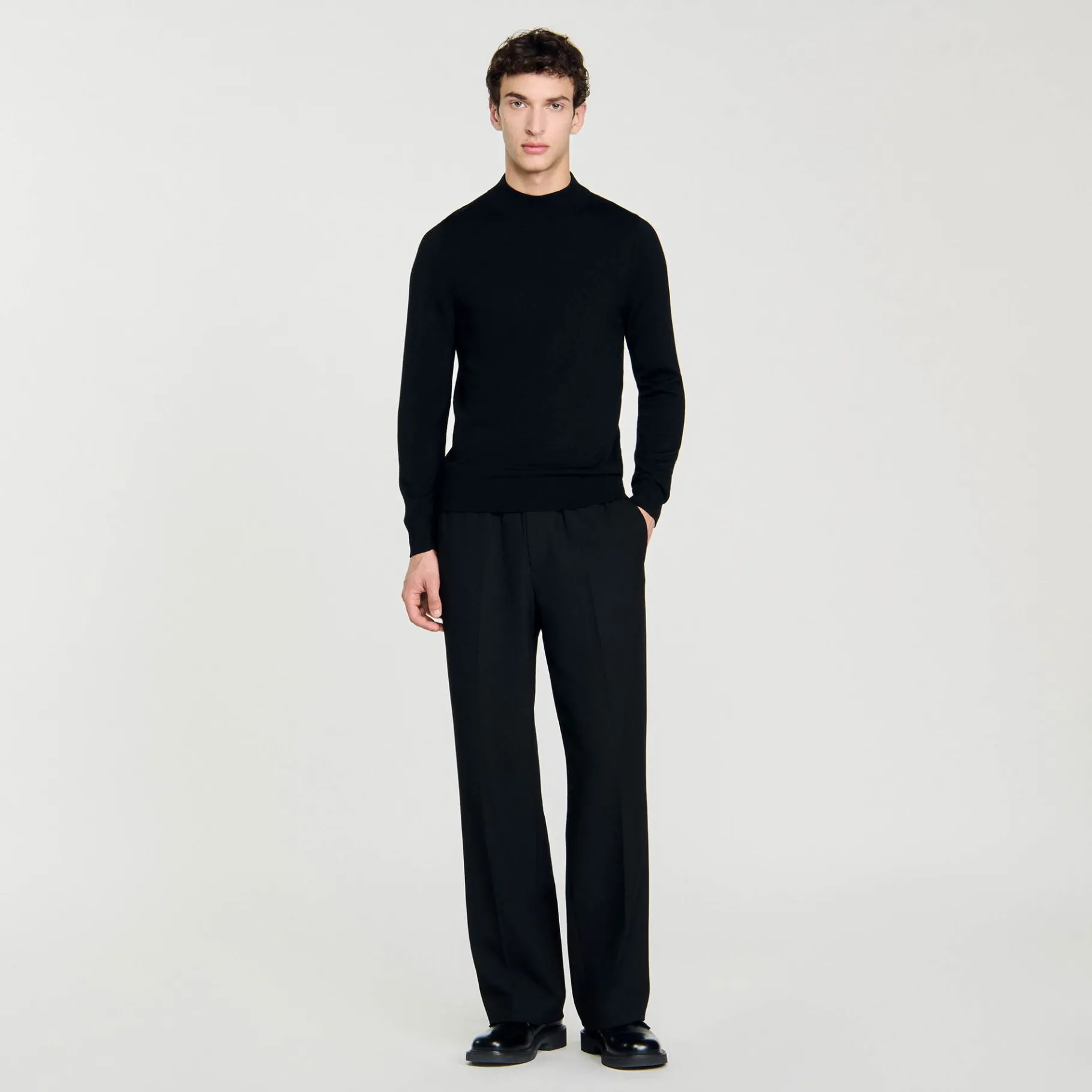 Online SANDRO Pull à Col Cheminée Noir