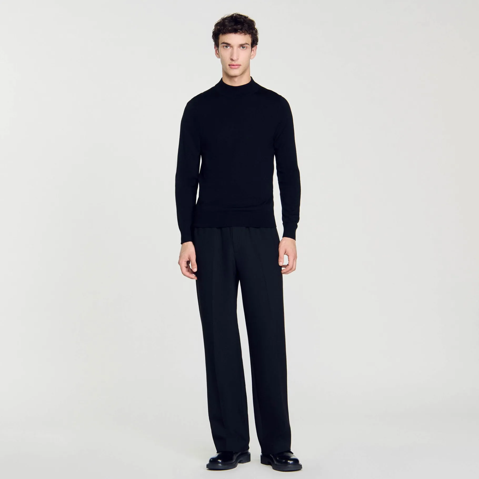 Online SANDRO Pull à Col Cheminée Noir