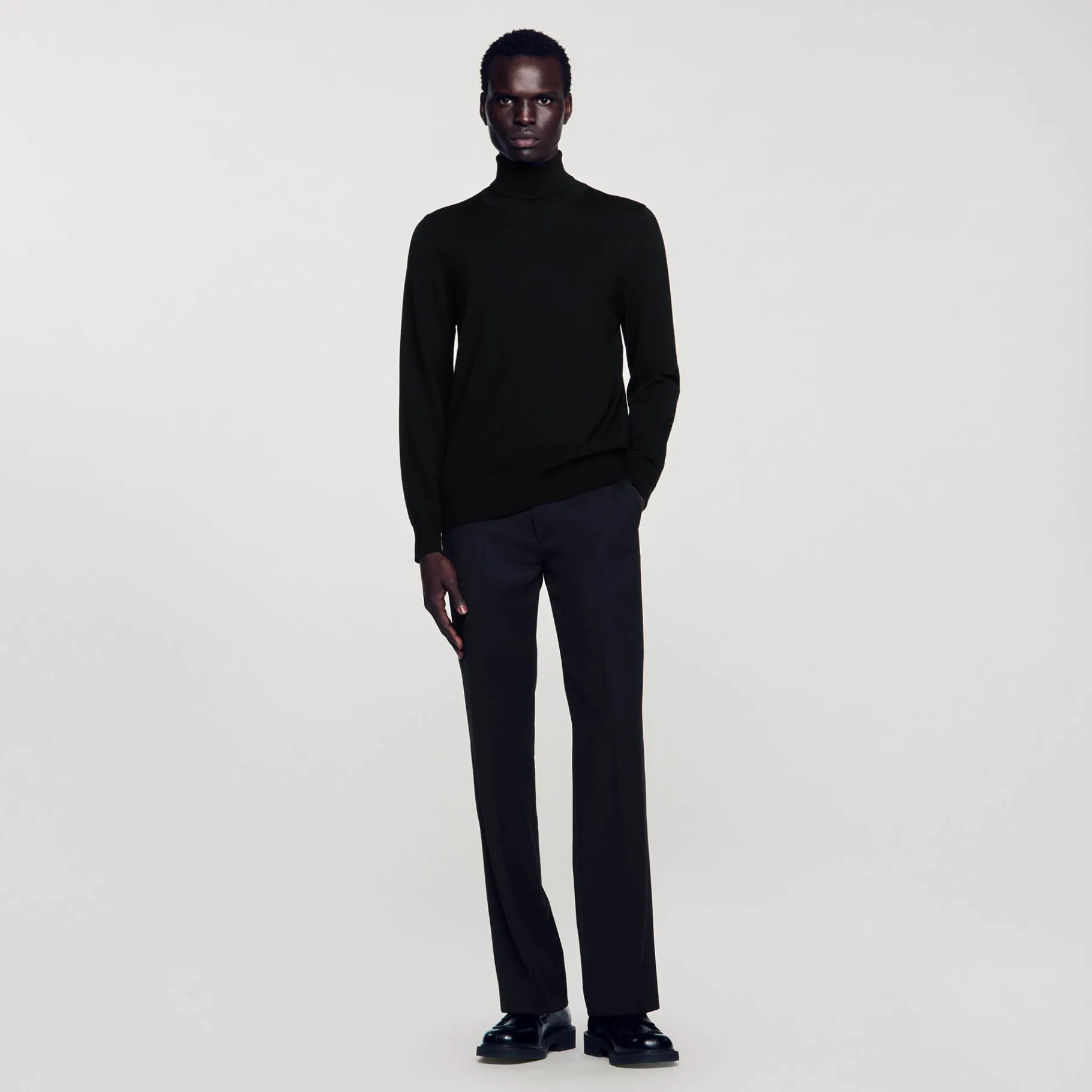 Outlet SANDRO Pull à Col Roulé En Laine Homme Noir