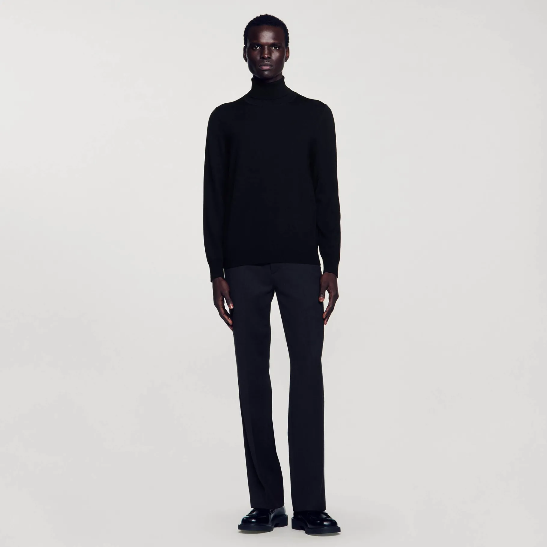 Outlet SANDRO Pull à Col Roulé En Laine Homme Noir