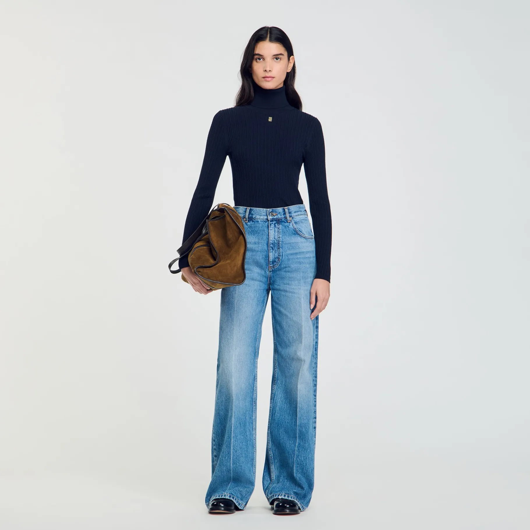 Fashion SANDRO Pull Col Roulé Marine