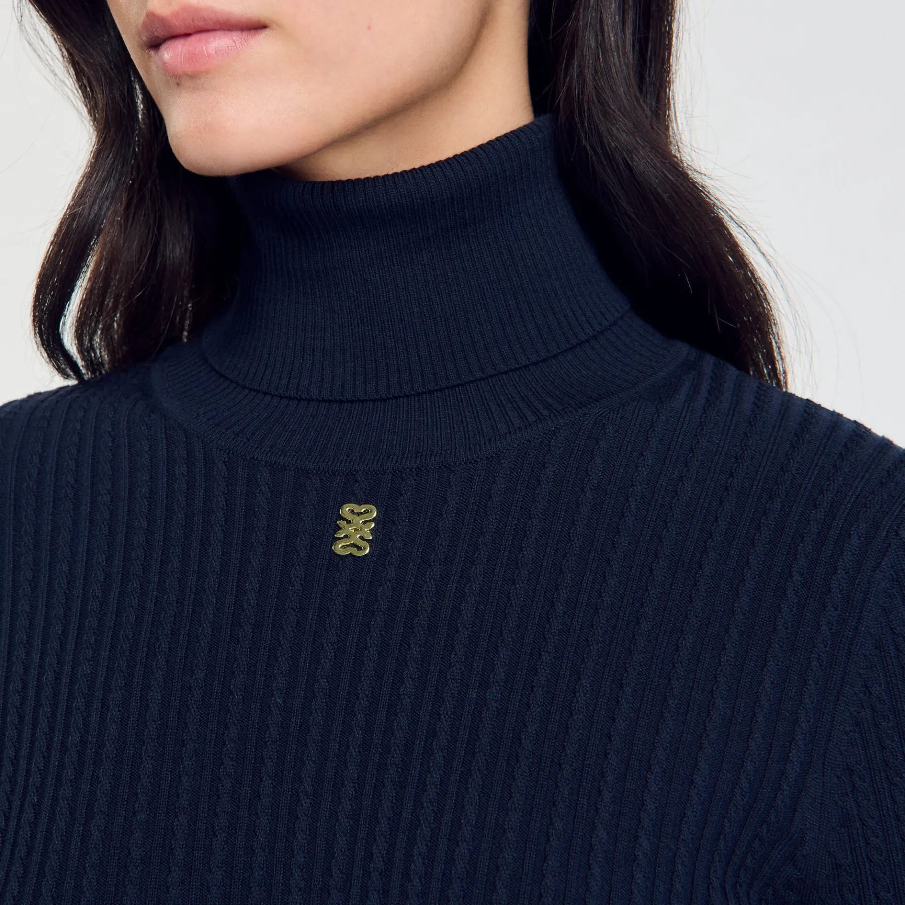 Fashion SANDRO Pull Col Roulé Marine