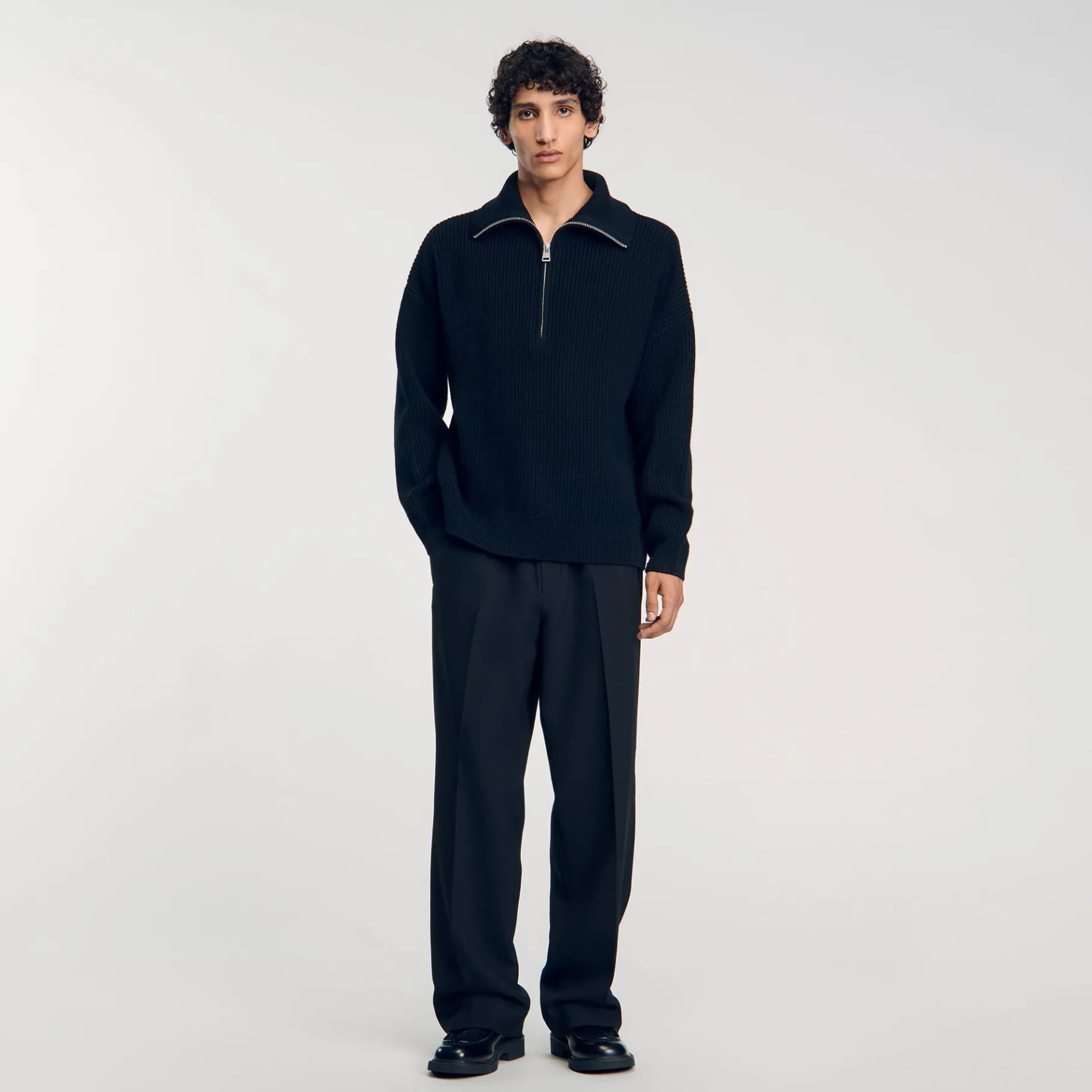 Discount SANDRO Pull Col Zippé Noir