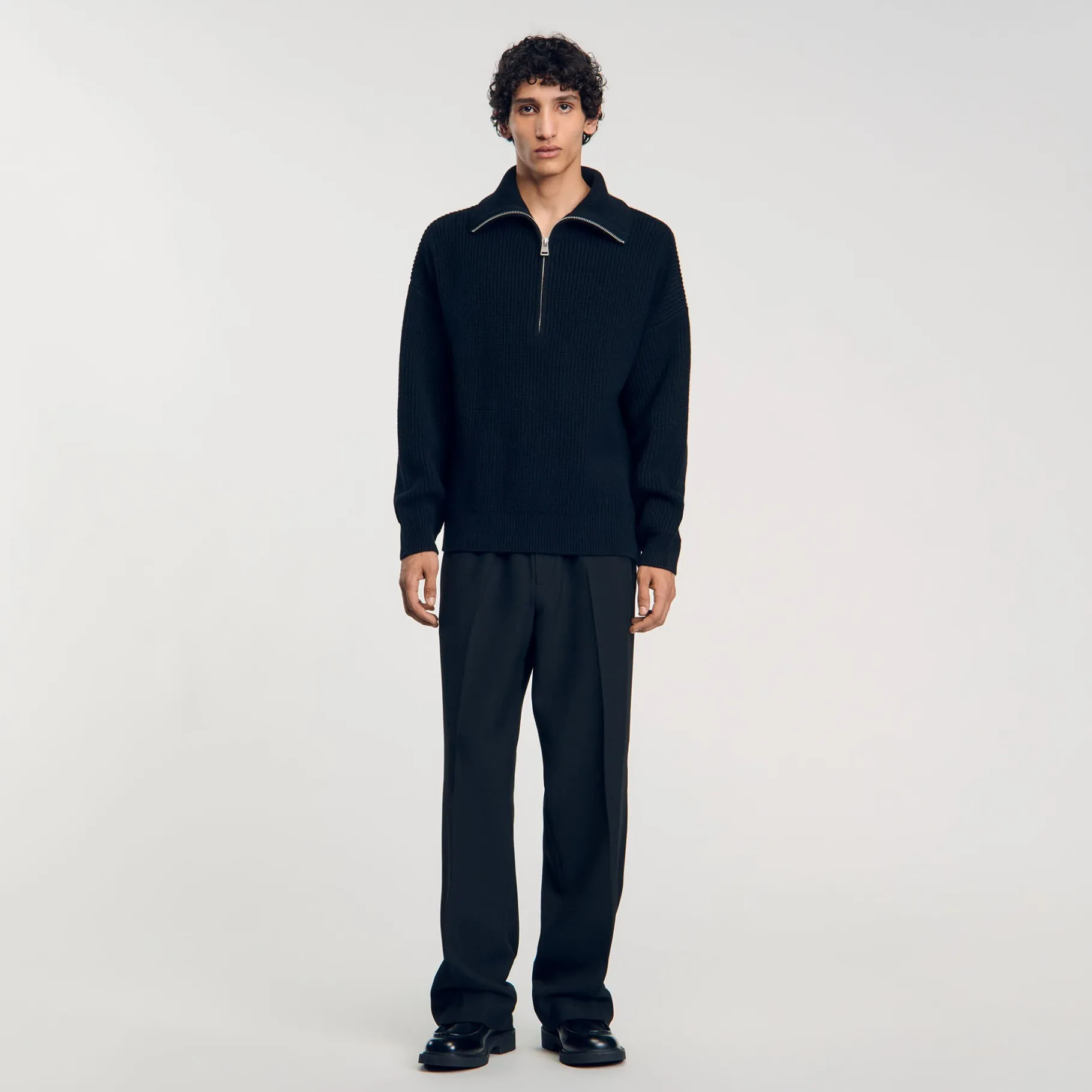 Discount SANDRO Pull Col Zippé Noir