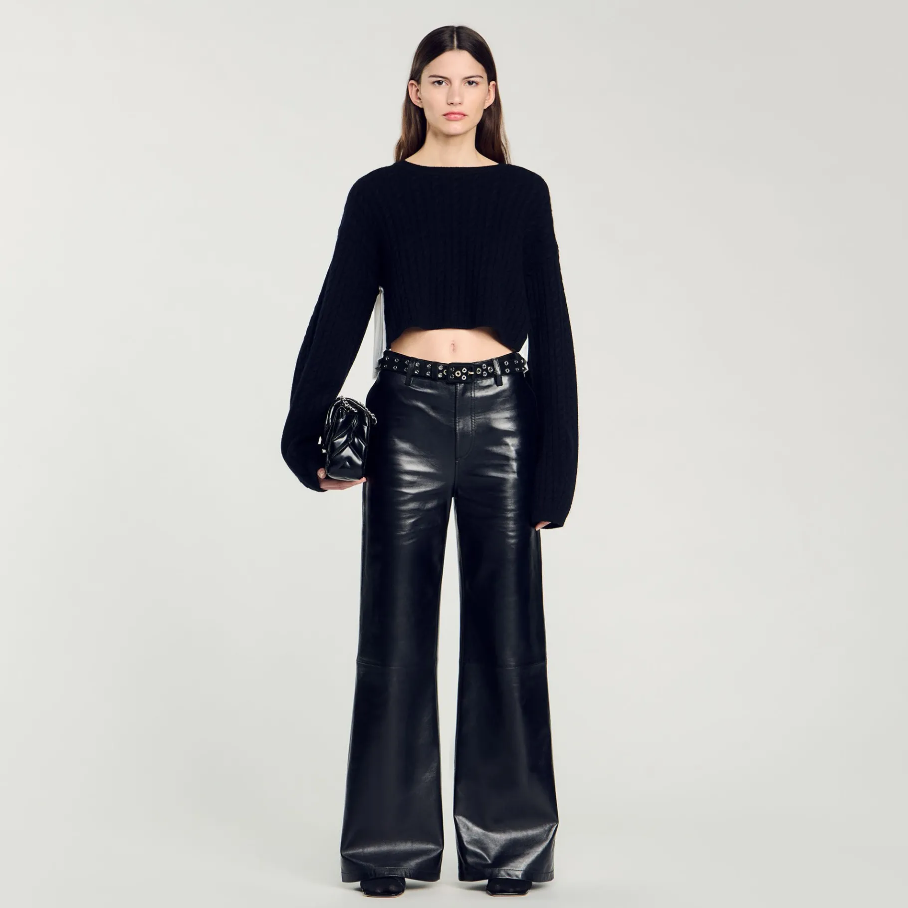 Online SANDRO Pull Court En Cachemire Et Laine Noir
