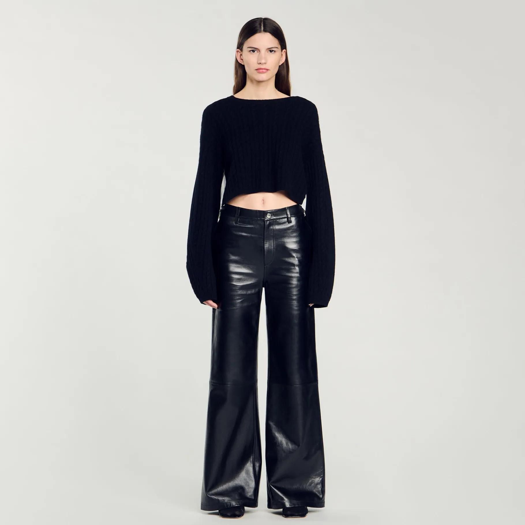 Online SANDRO Pull Court En Cachemire Et Laine Noir