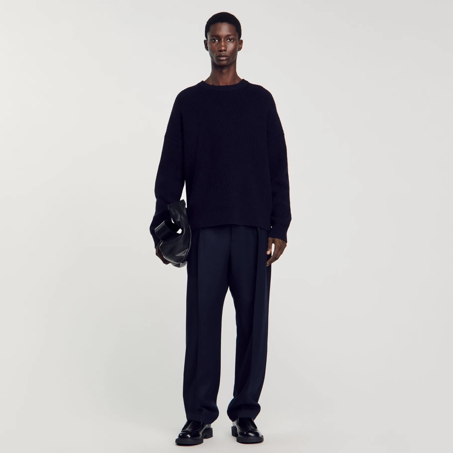 Discount SANDRO Pull Côtelé En Maille Marine
