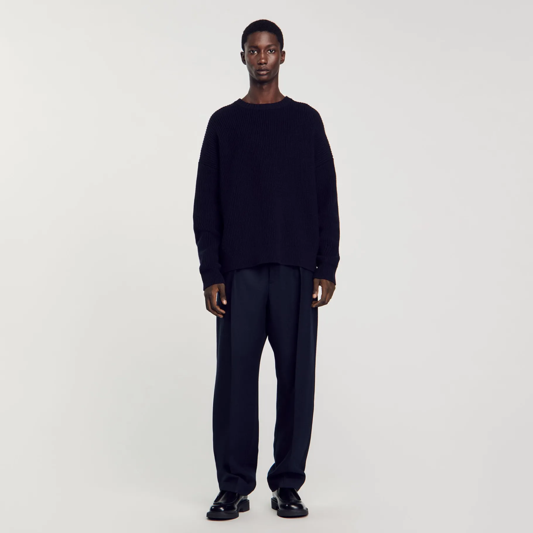 Discount SANDRO Pull Côtelé En Maille Marine