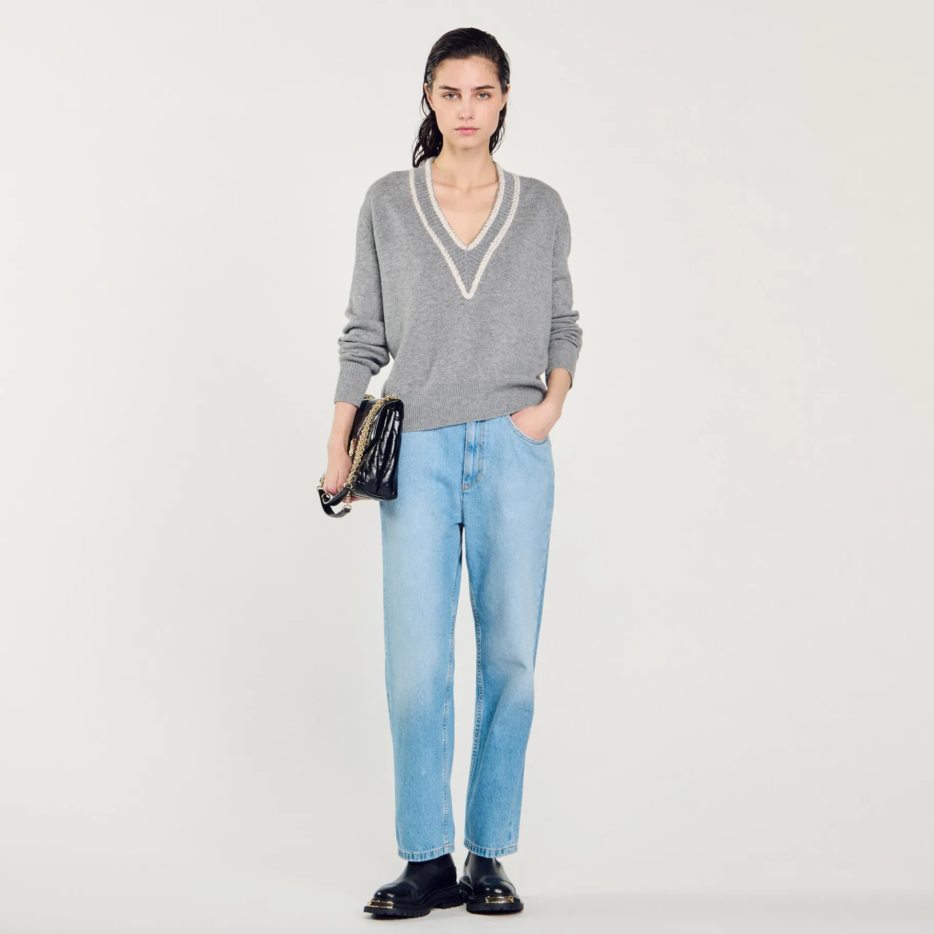 Best Sale SANDRO Pull En Laine Et Cachemire Gris