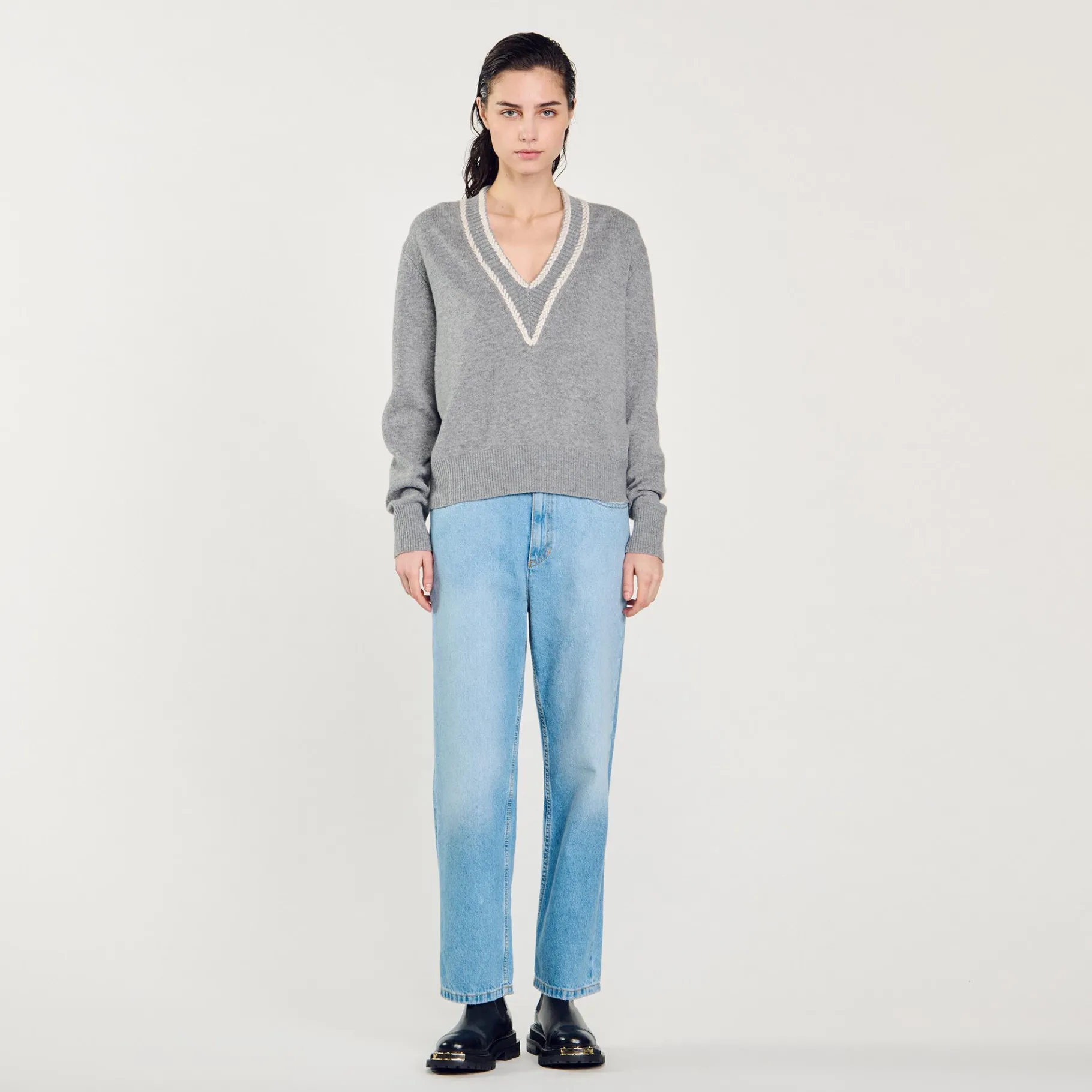 Best Sale SANDRO Pull En Laine Et Cachemire Gris