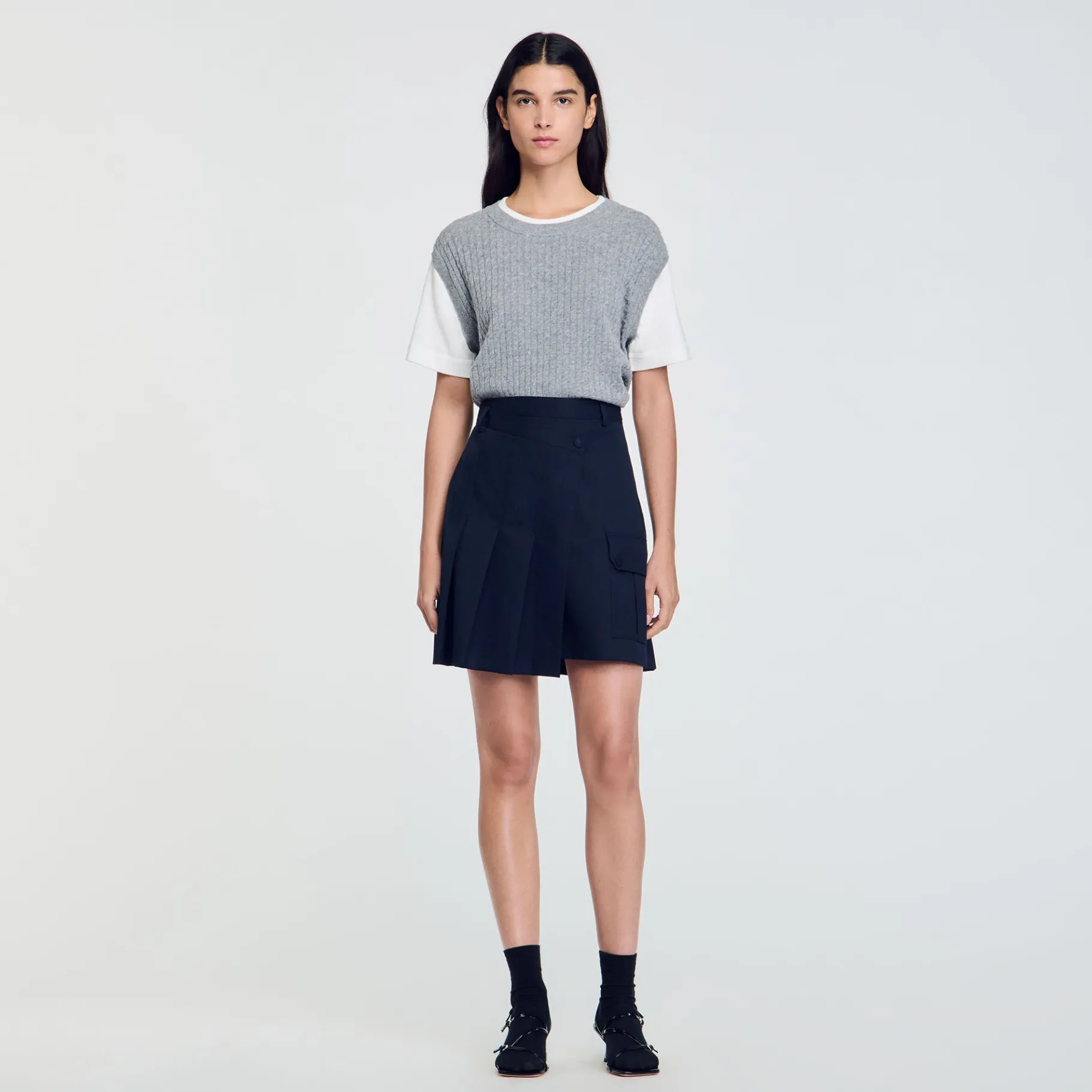 Cheap SANDRO Pull En Maille Bimatières Gris