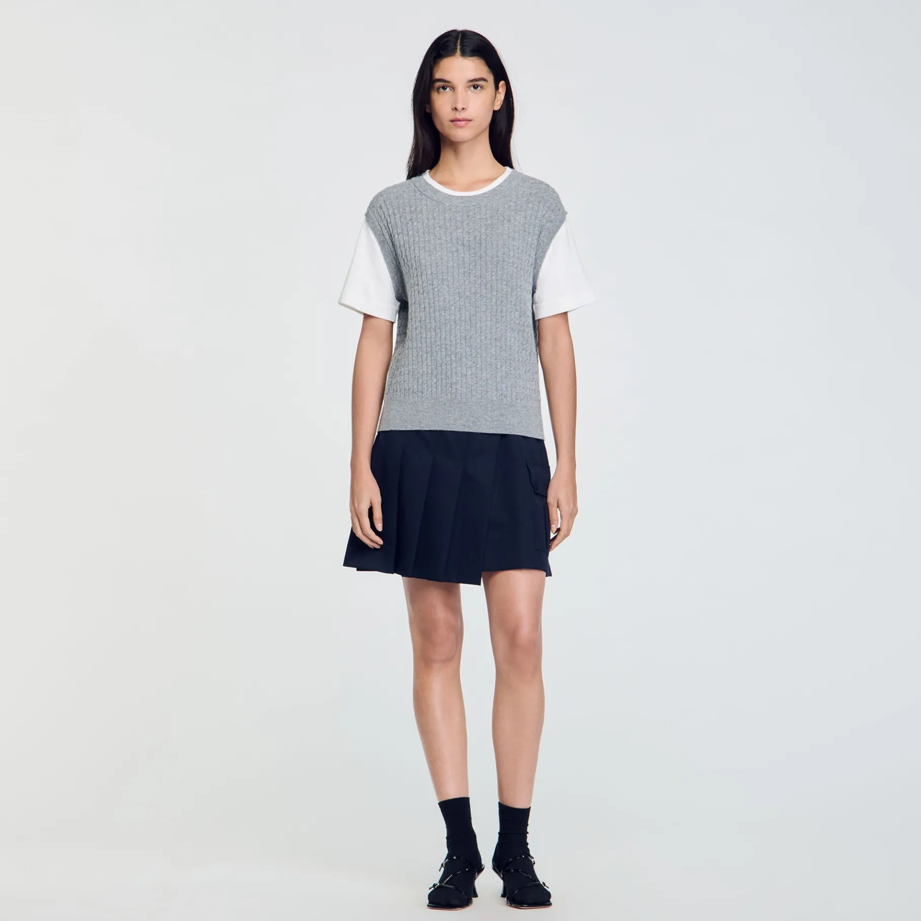 Cheap SANDRO Pull En Maille Bimatières Gris