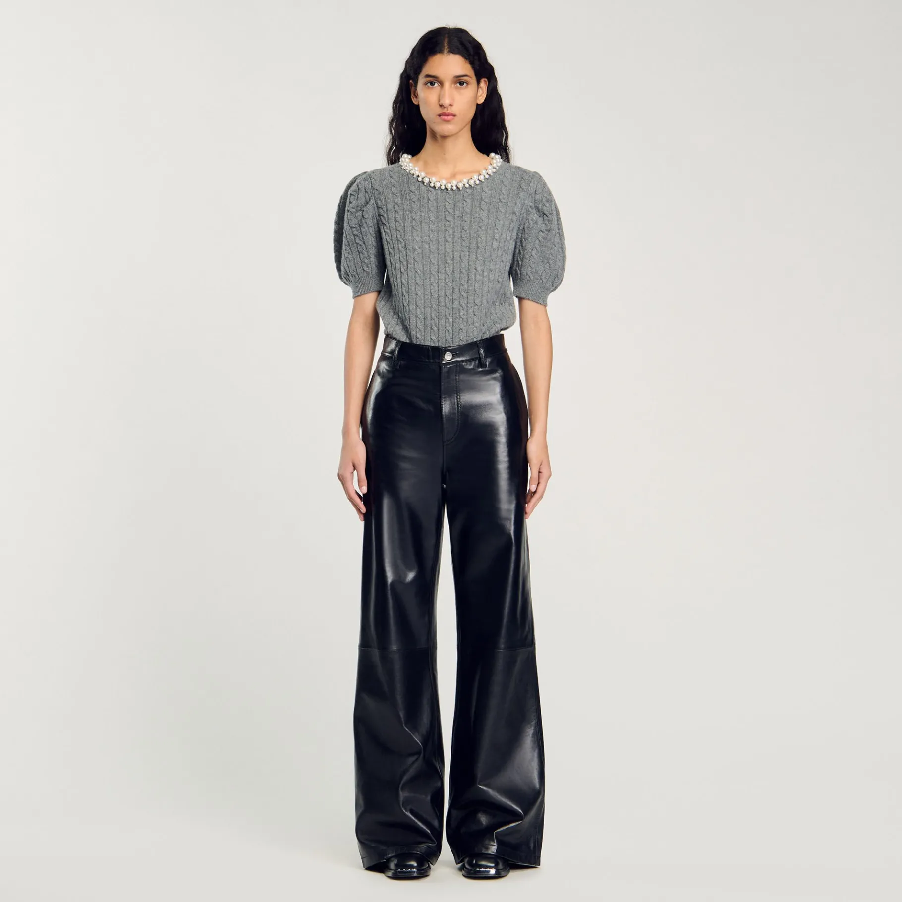 Best Sale SANDRO Pull En Maille Câblée Gris