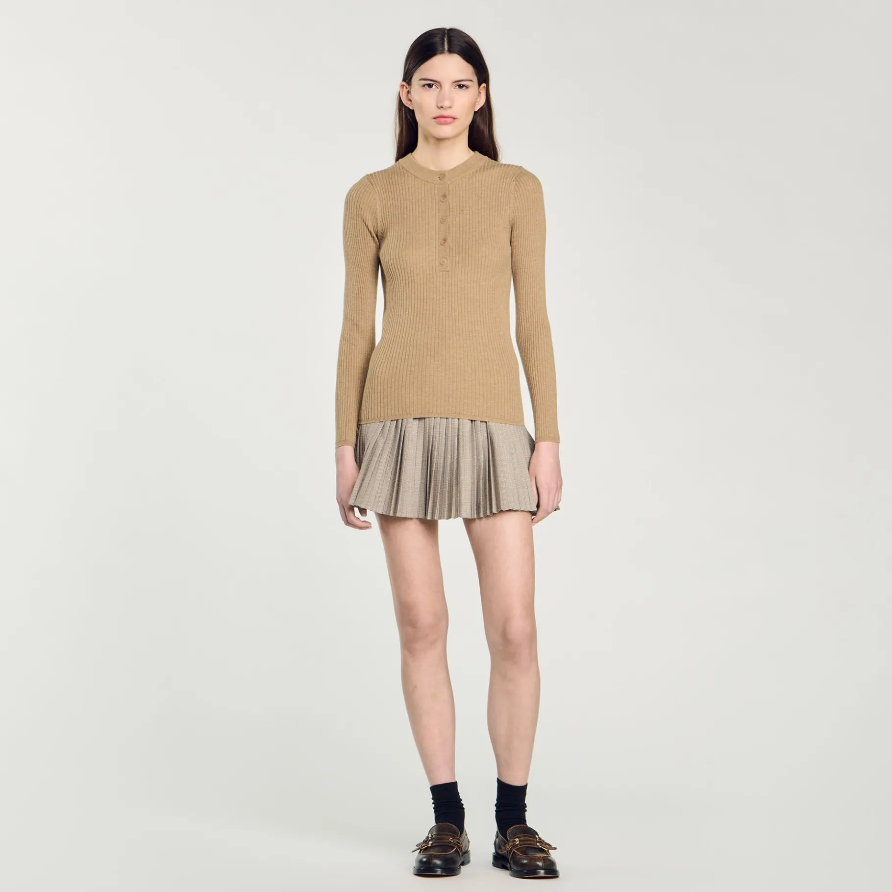 Flash Sale SANDRO Pull En Maille Côtelée Kaki