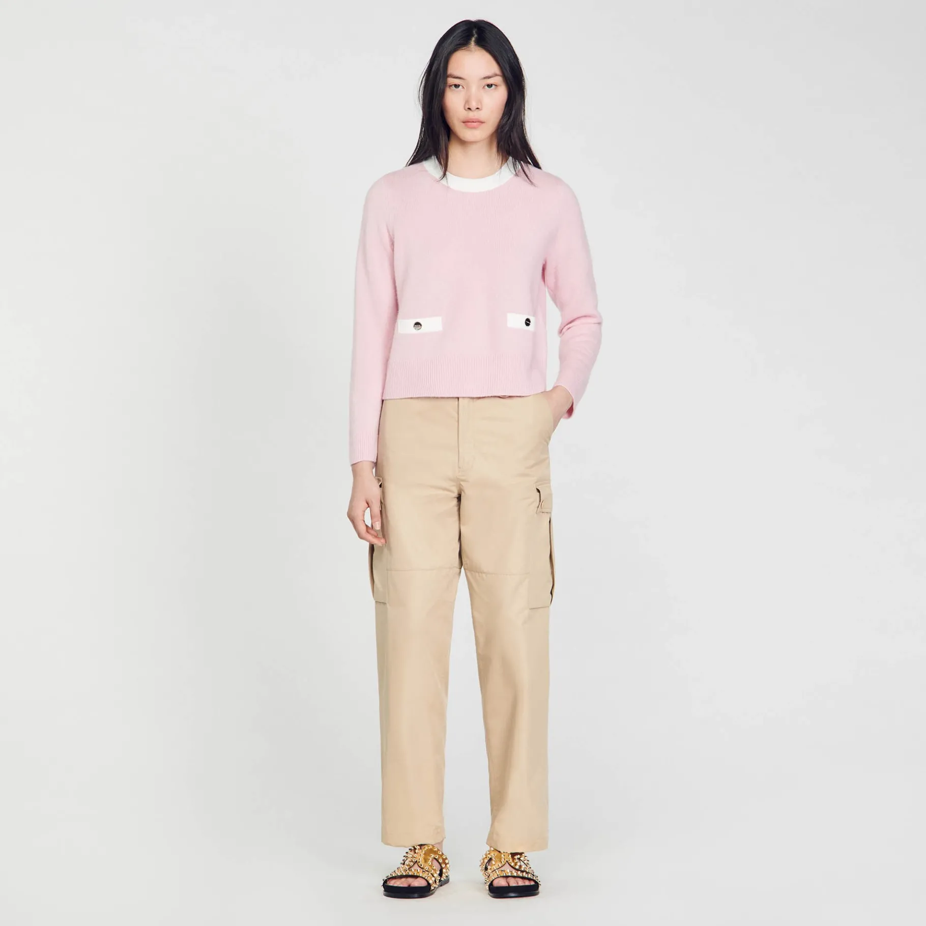 Store SANDRO Pull En Maille Fine Rose
