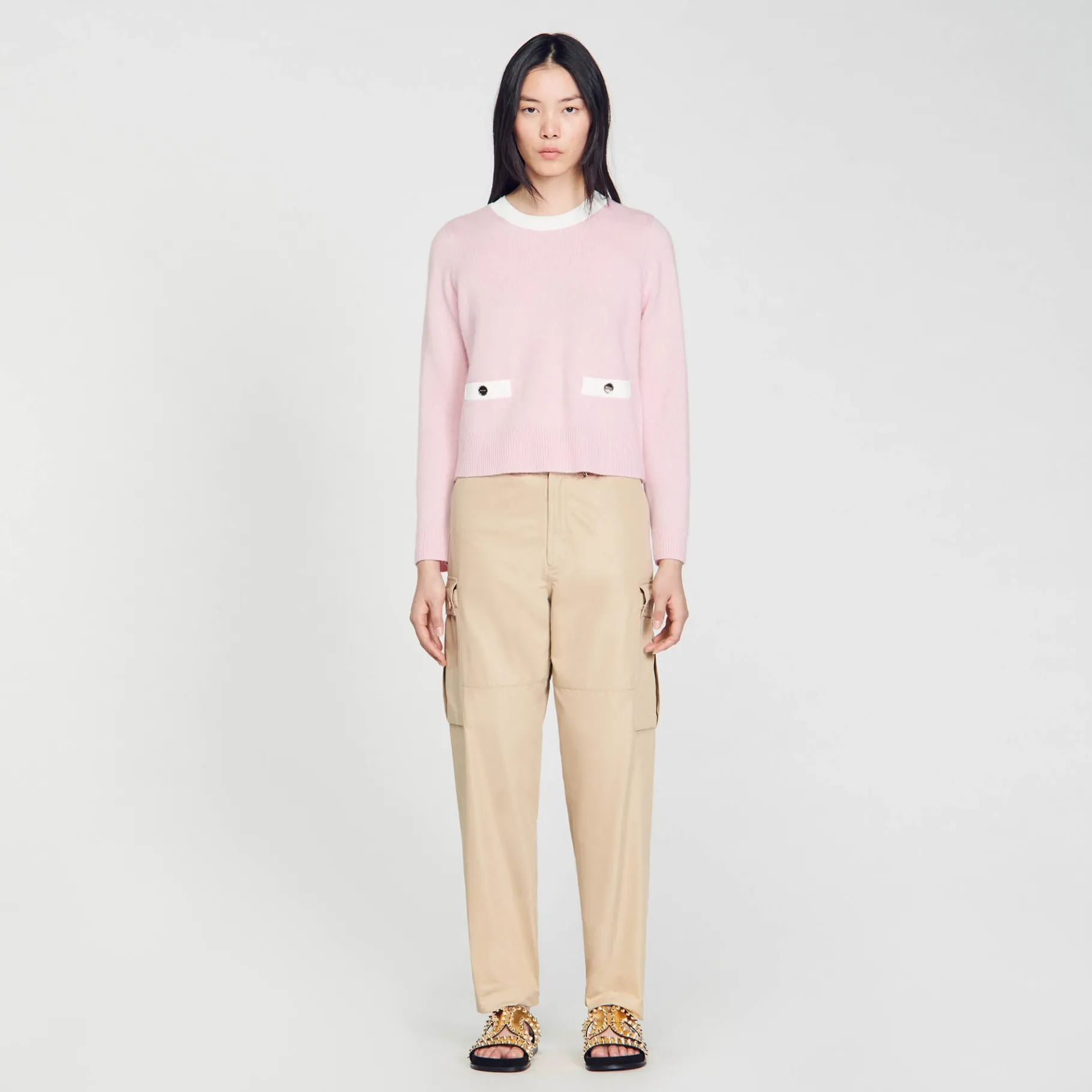 Store SANDRO Pull En Maille Fine Rose